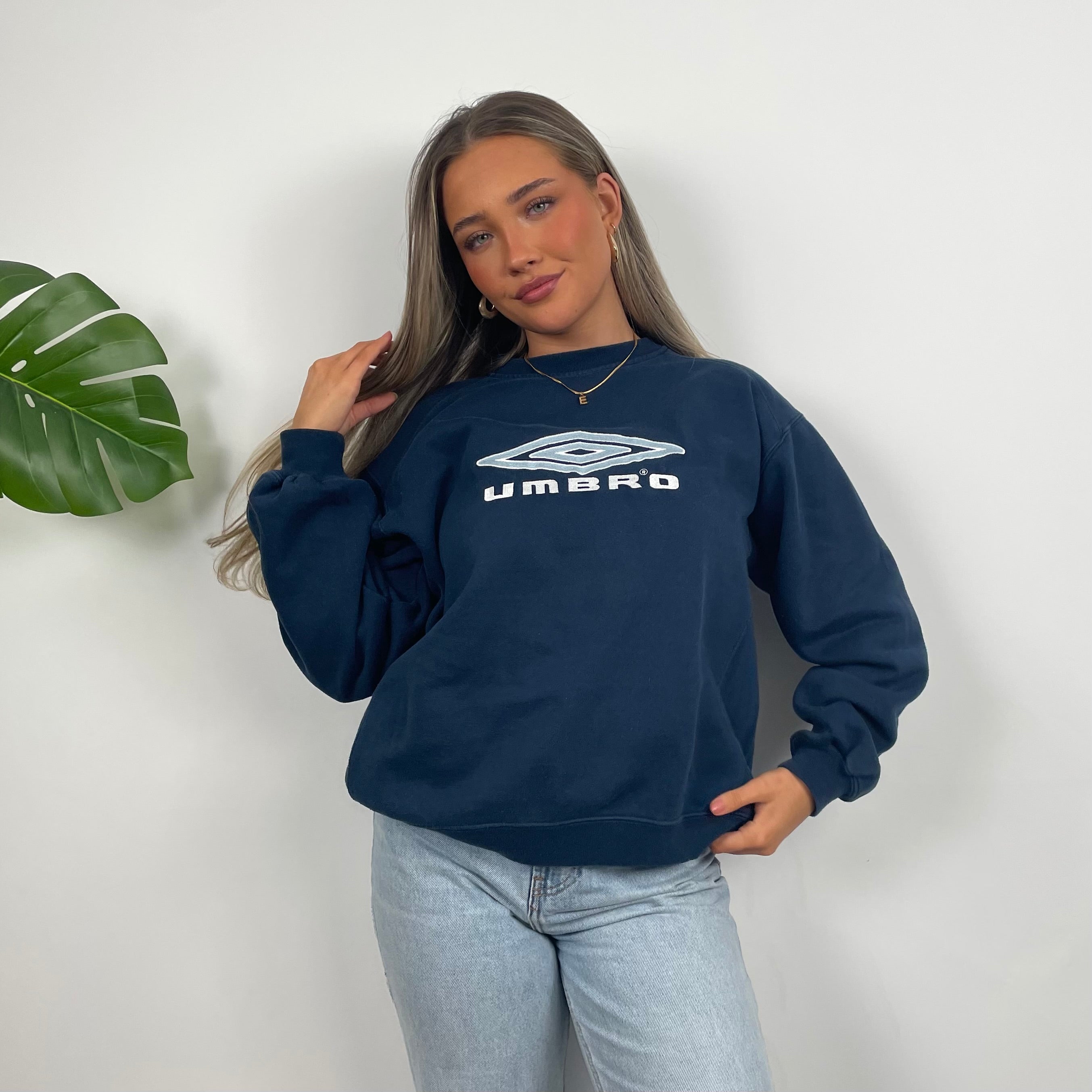 Umbro Navy Embroidered Spell Out Sweatshirt (S)