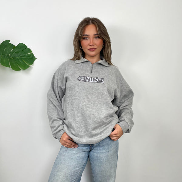 Nike Basketball Grey Embroidered Spell Out Quarter Zip (M)