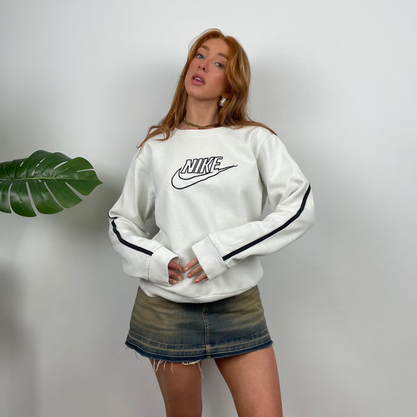 Nike White Embroidered Spell Out Sweatshirt (S)