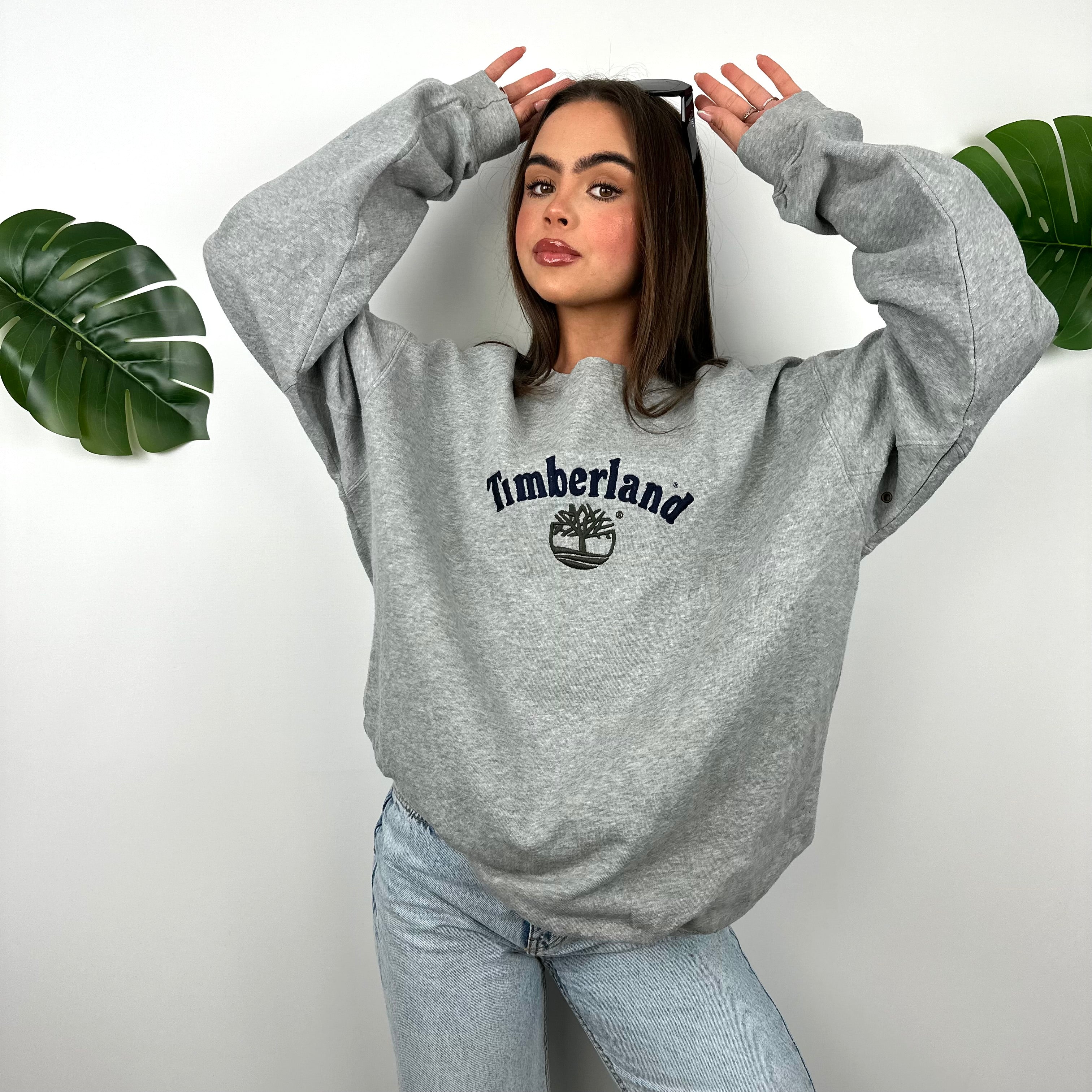 Timberland Grey Embroidered Spell Out Sweatshirt (L)