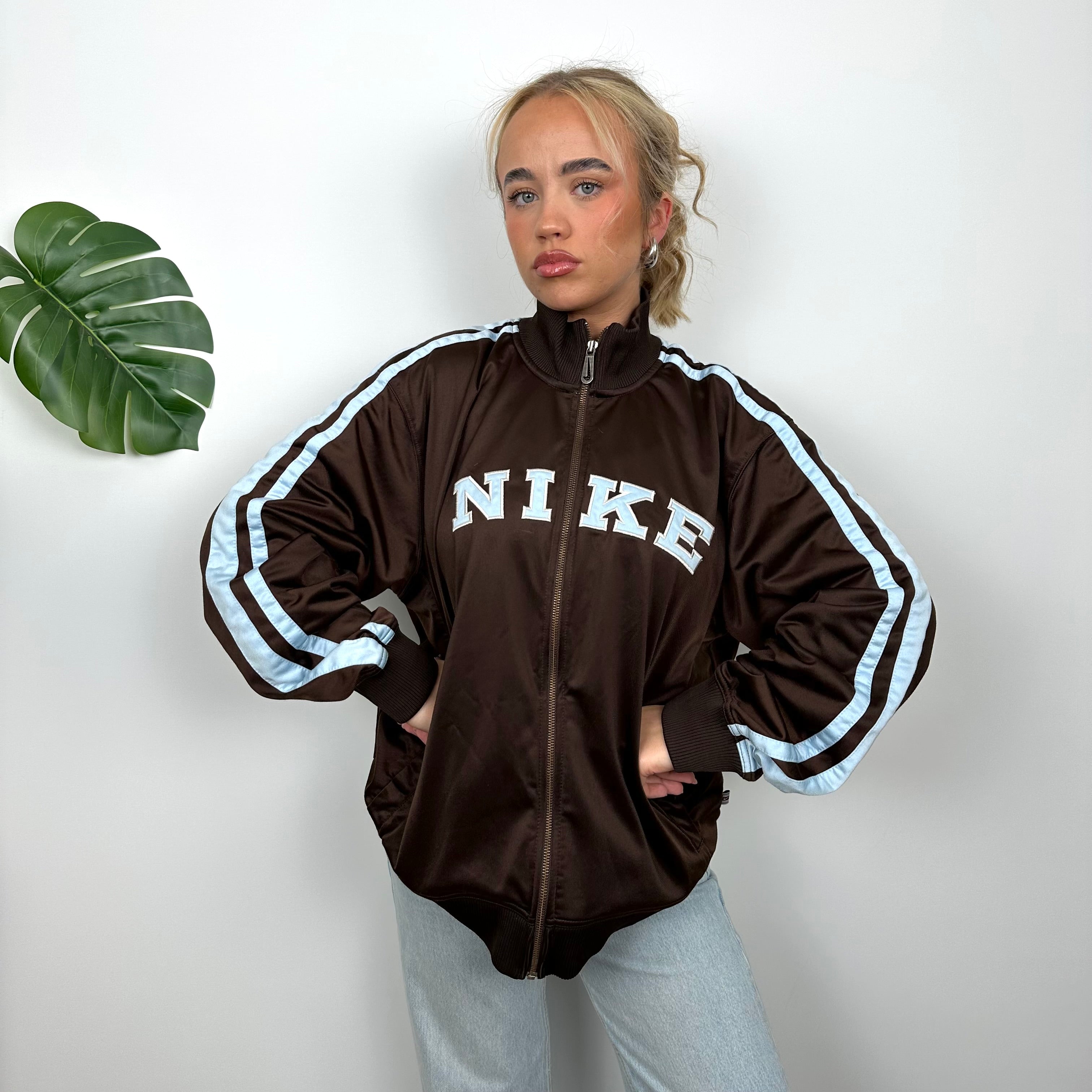 Nike Brown Embroidered Spell Out Track Jacket (M)