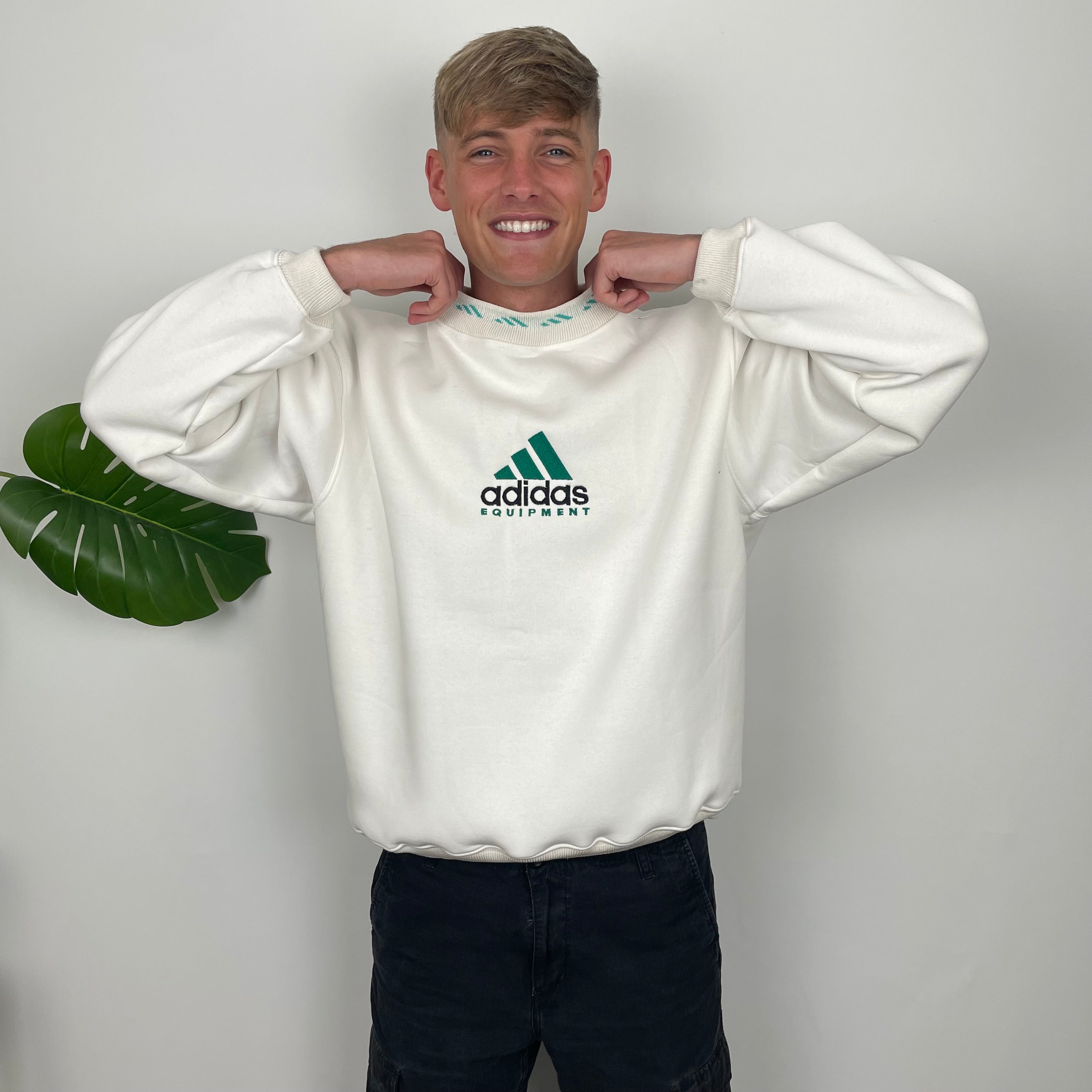 Adidas Equipment White Embroidered Spell Out Sweatshirt (S)