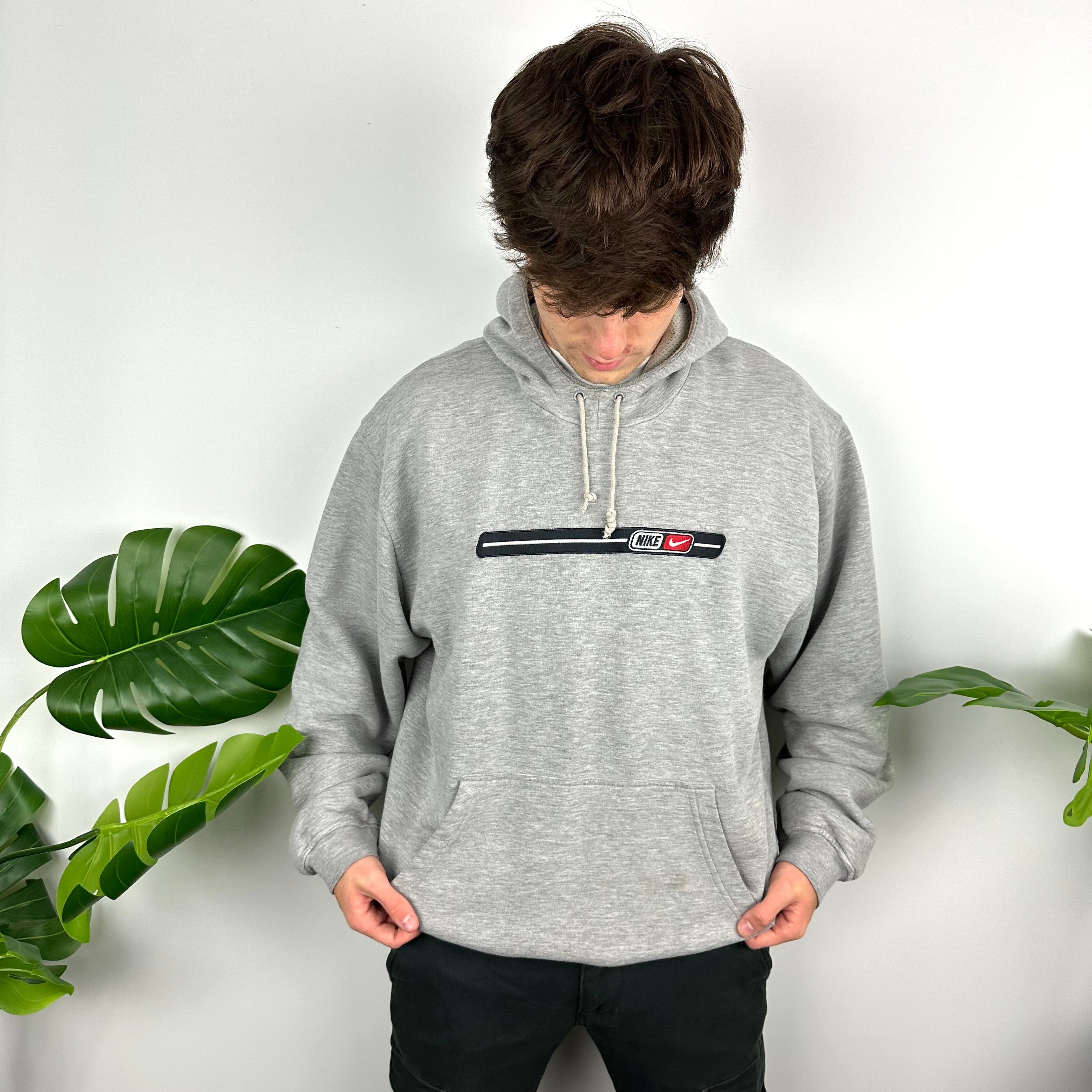 Nike Grey Embroidered Spell Out Hoodie (L)