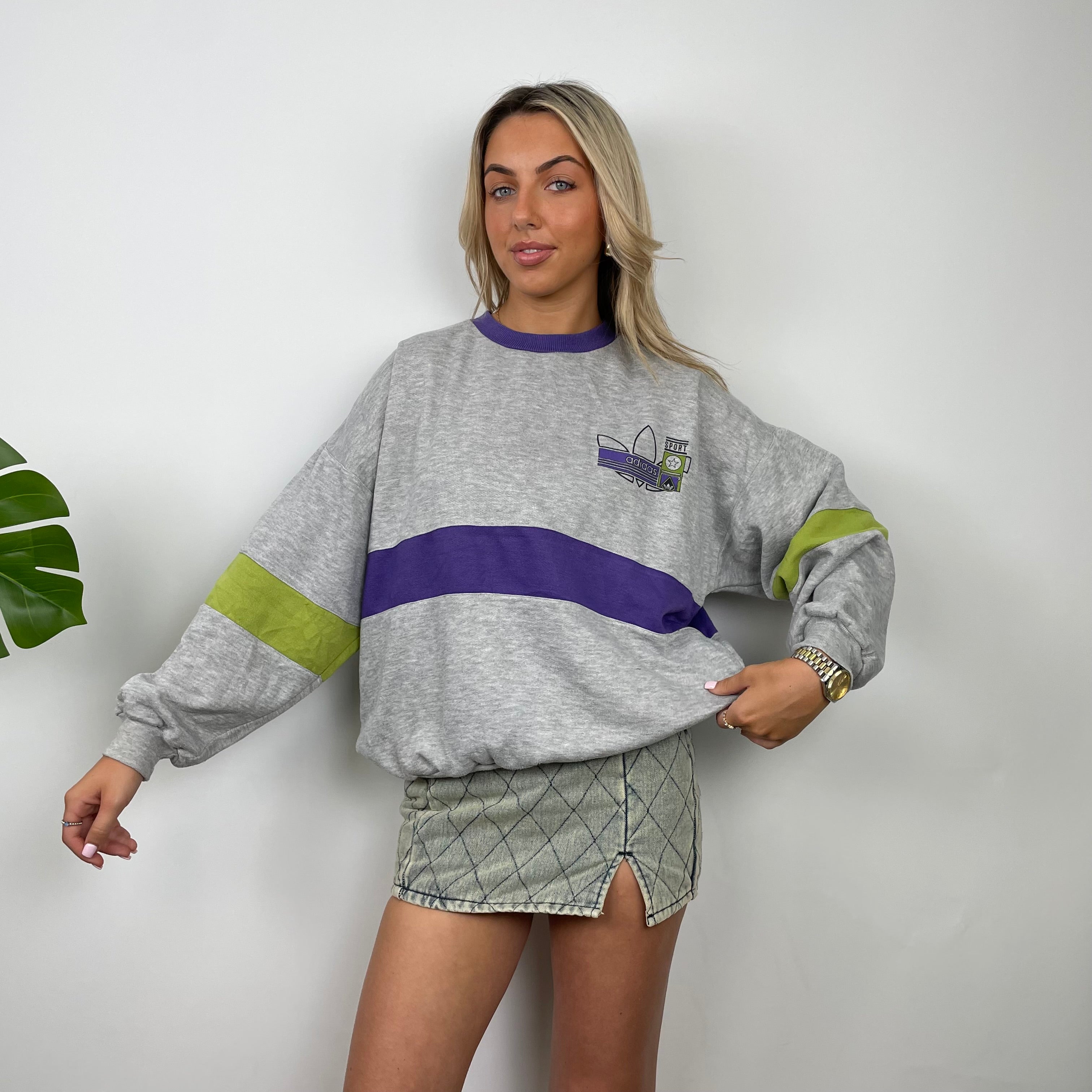 Adidas Grey Colour Block Sweatshirt (S)