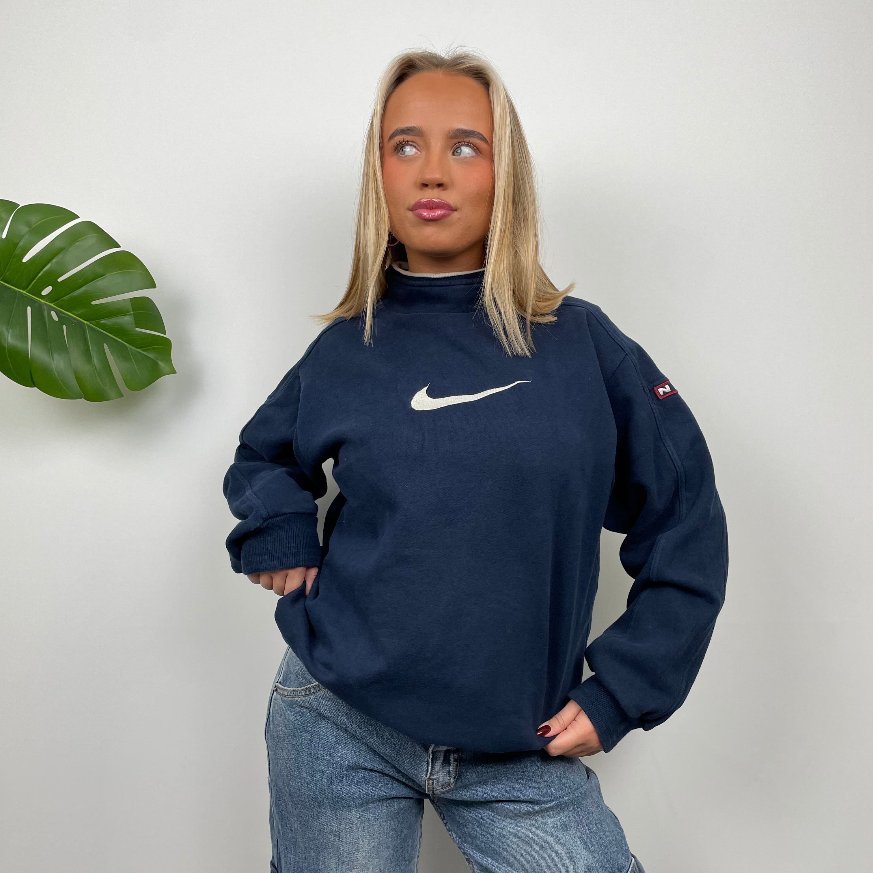 Nike Navy Embroidered Swoosh Sweatshirt (M)