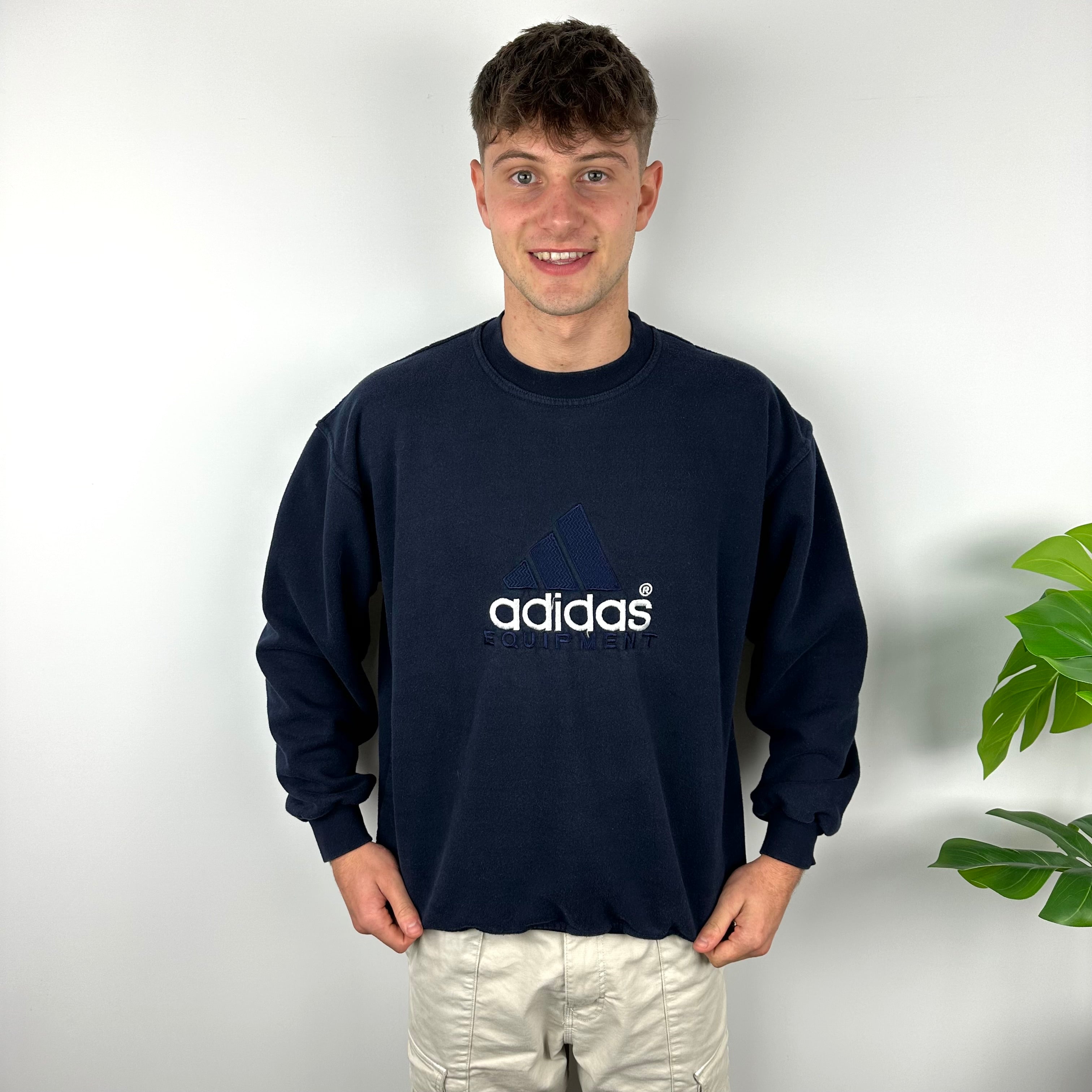 Adidas Equipment RARE Navy Embroidered Spell Out Sweatshirt (M)