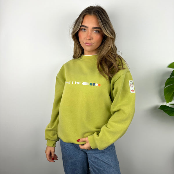 Nike Lime Green Embroidered Spell Out Sweatshirt (S)