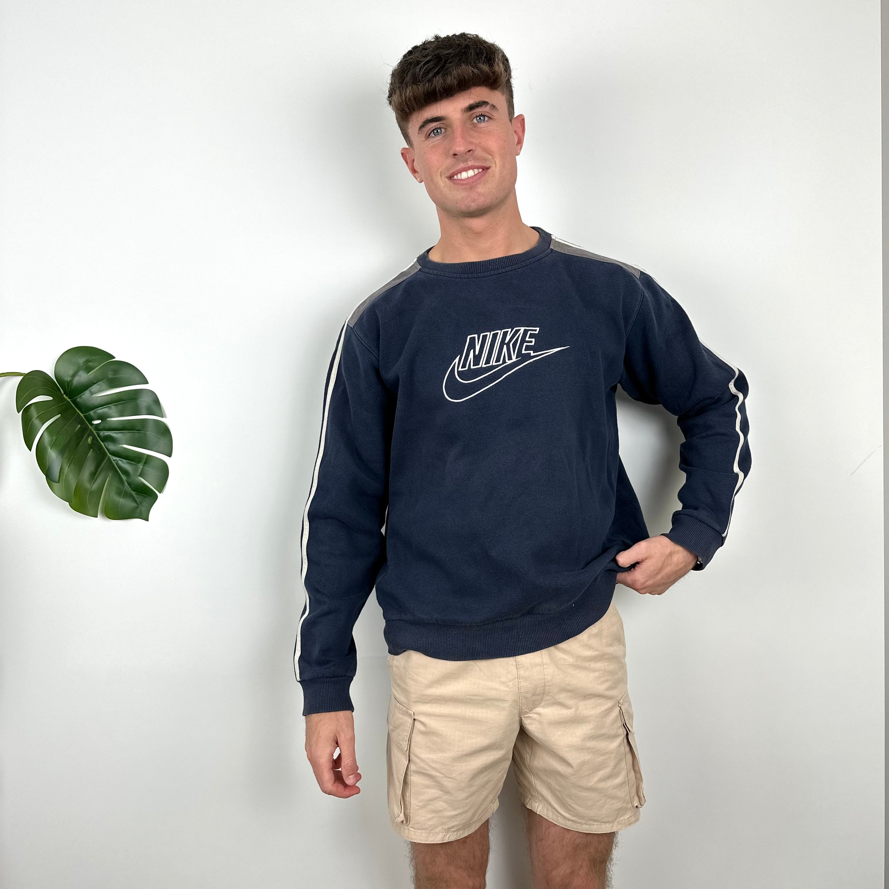 Nike Navy Embroidered Spell Out Sweatshirt (L)