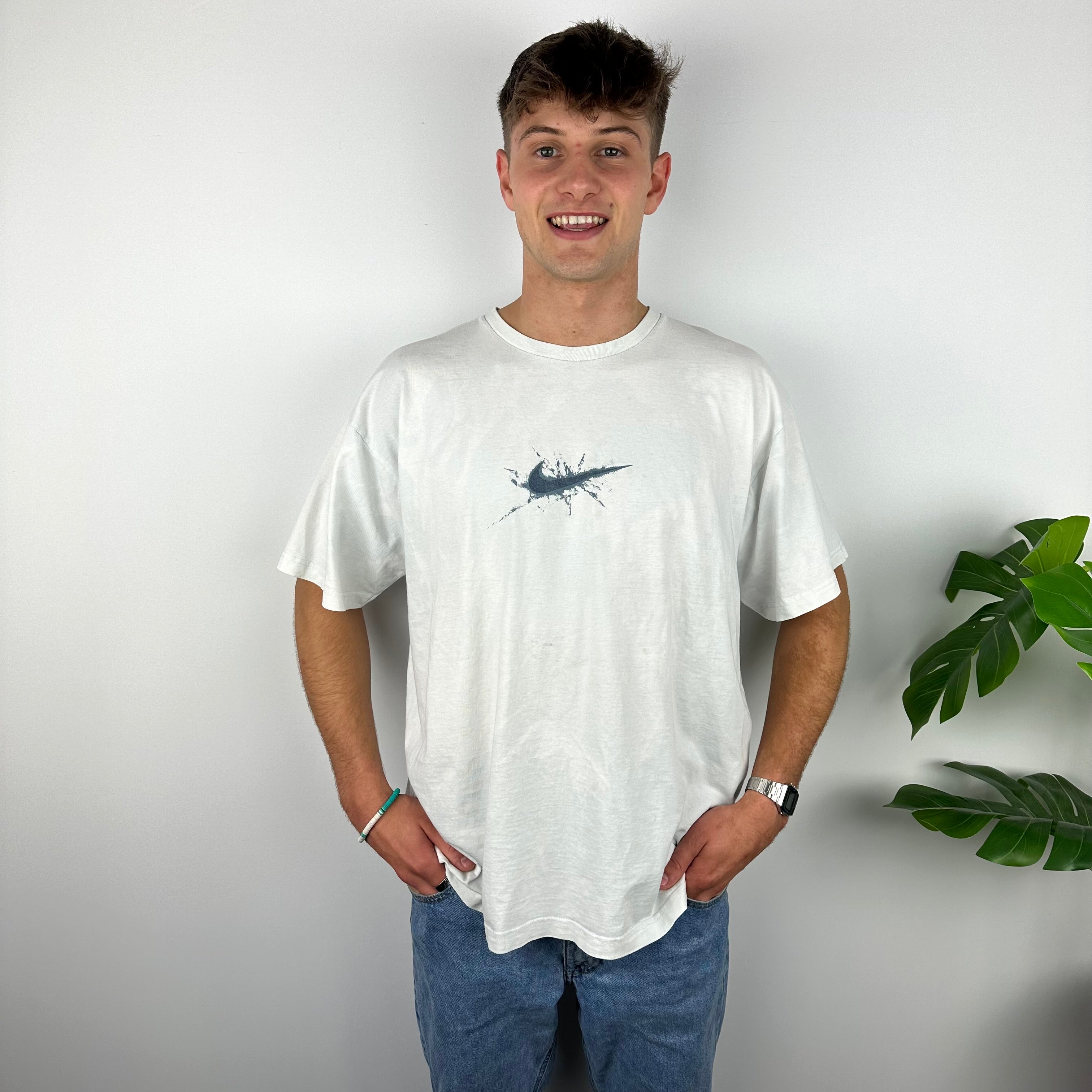 Nike RARE White Swoosh T Shirt (XXL)