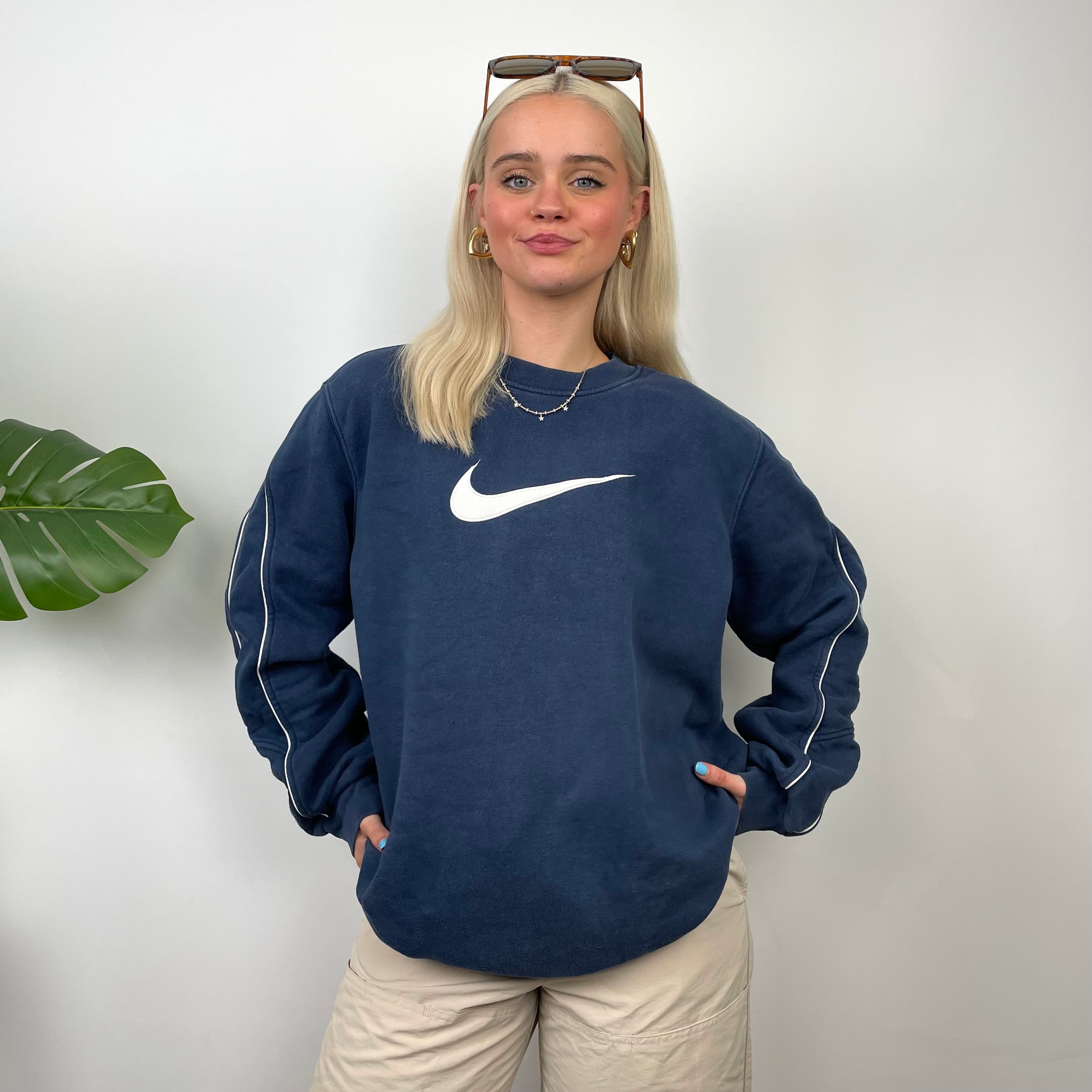 Nike Navy Embroidered Swoosh Sweatshirt (M)