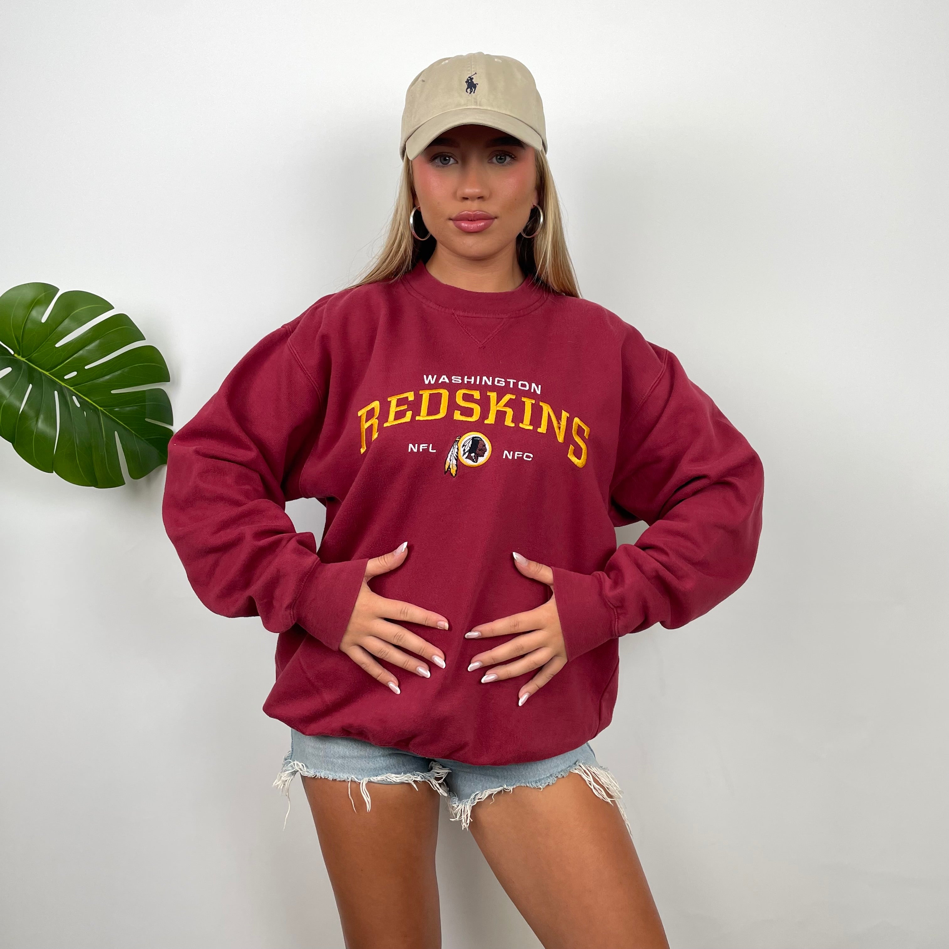 NFL Washington Redskins Red Embroidered Spell Out Sweatshirt (M)