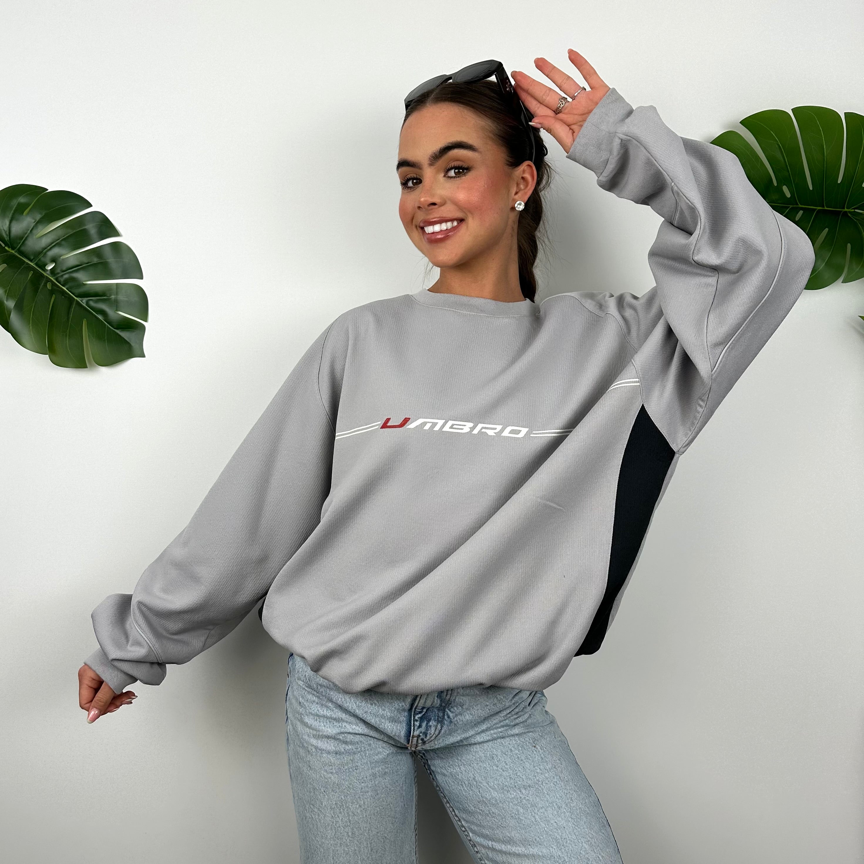 Umbro Grey Embroidered Spell Out Sweatshirt (XL)