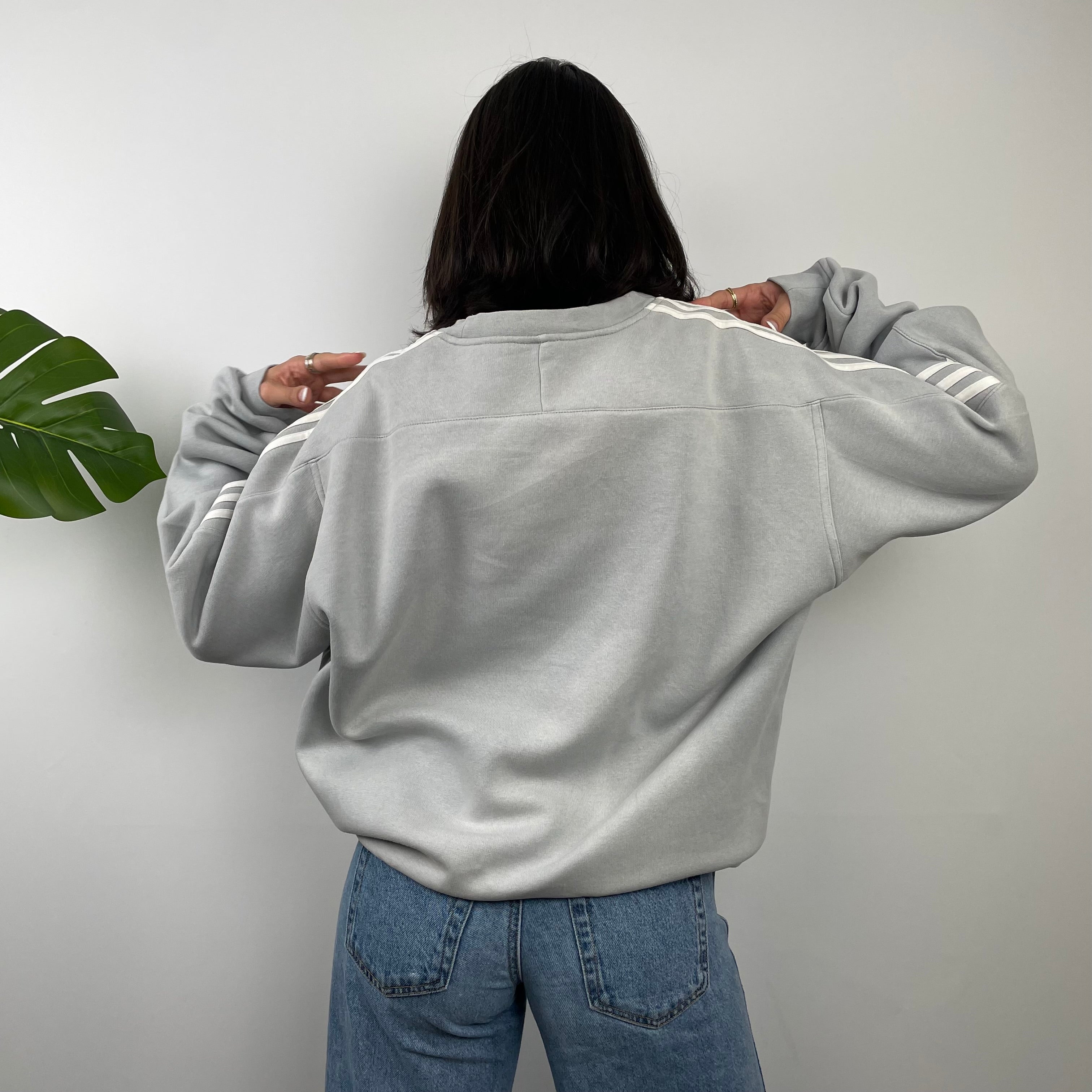 Adidas Grey Embroidered Spell Out Sweatshirt (L)