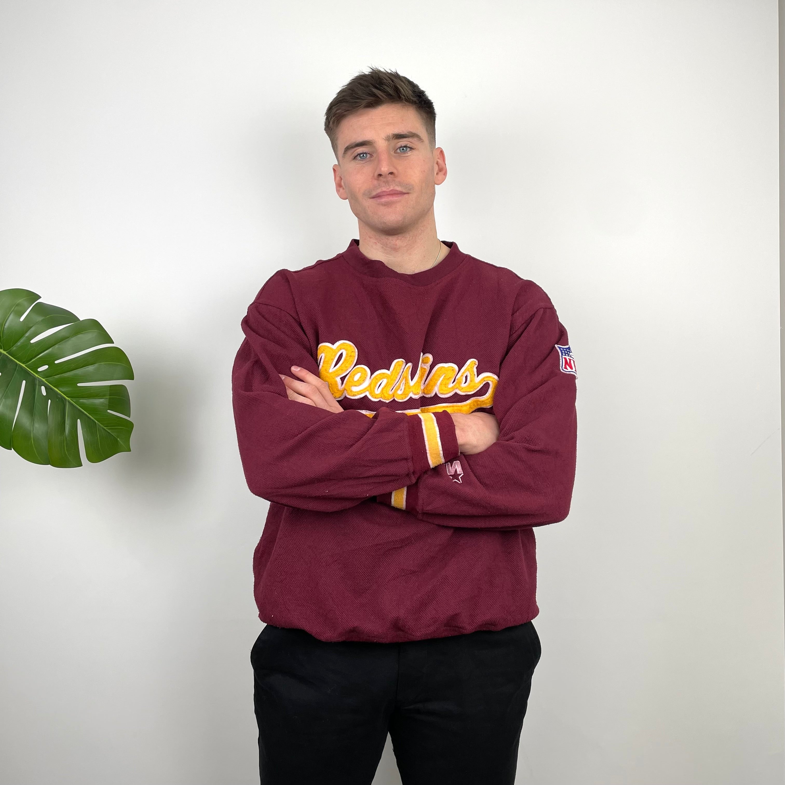 NFL Washington Redskins Red Embroidered Spell Out Sweatshirt (M)
