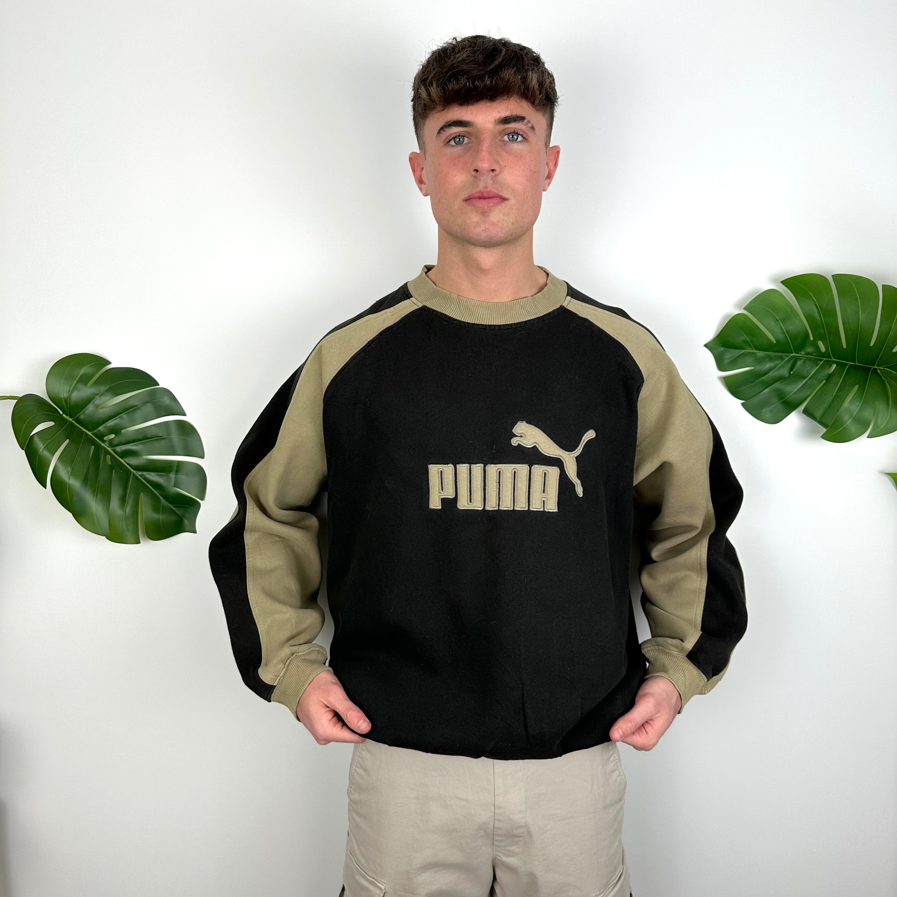 Puma Black Embroidered Spell Out Sweatshirt (XL)