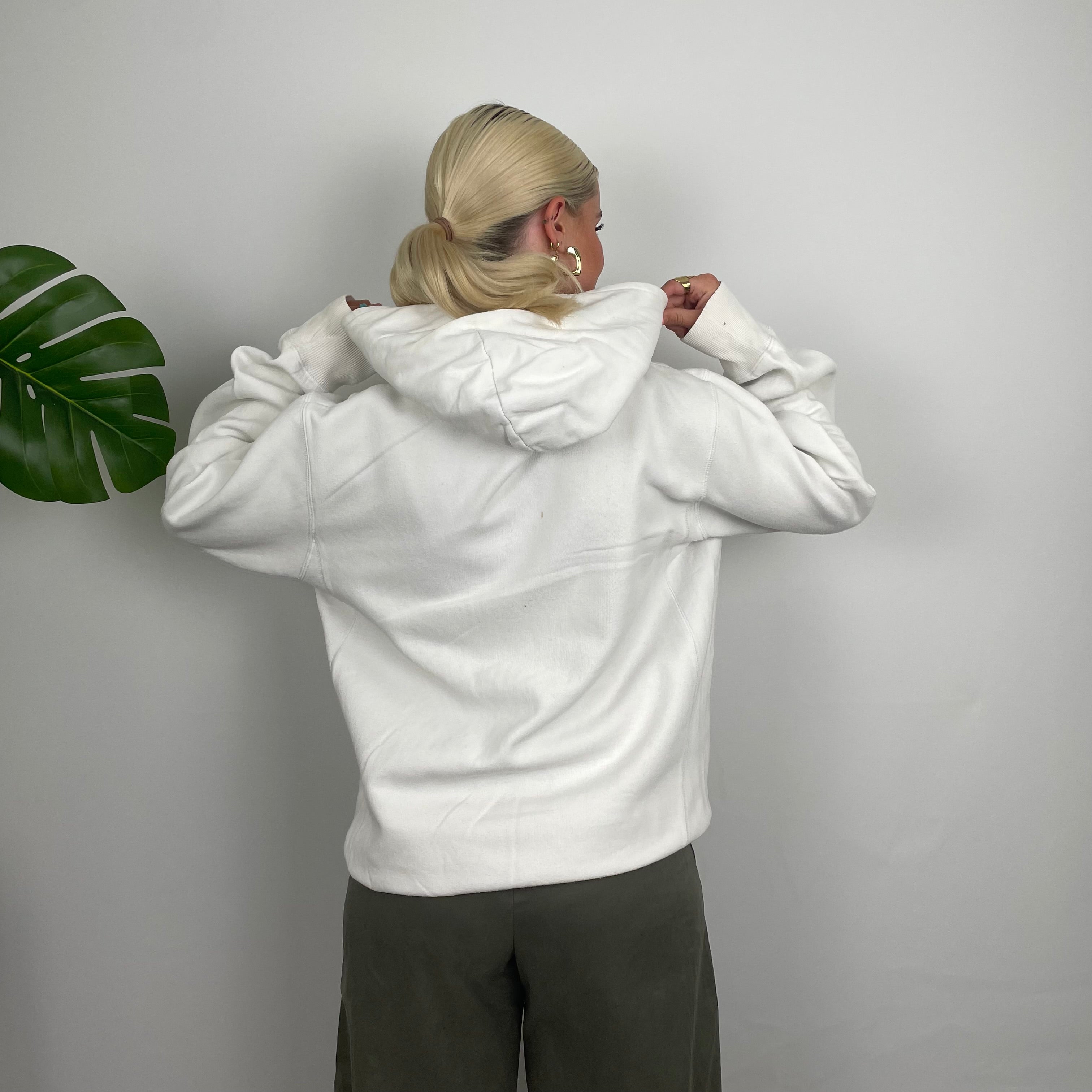 Nike White Embroidered Swoosh Hoodie (M)