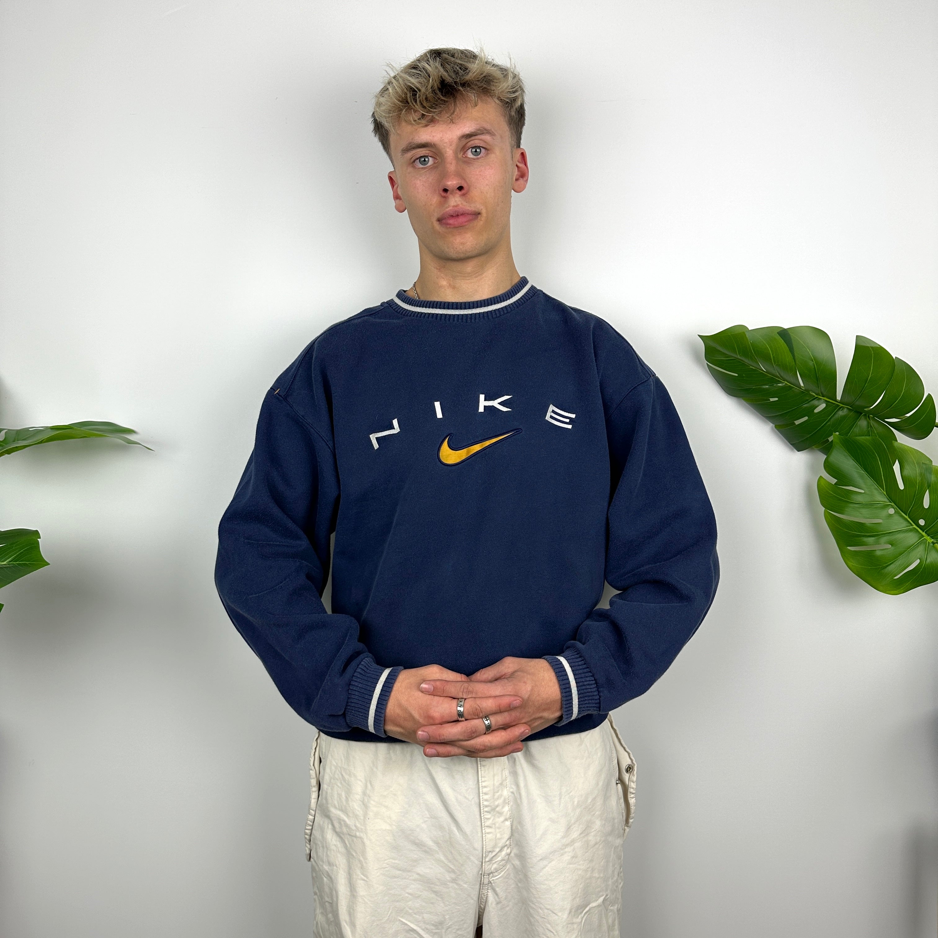 Nike Navy Embroidered Spell Out Sweatshirt (M)