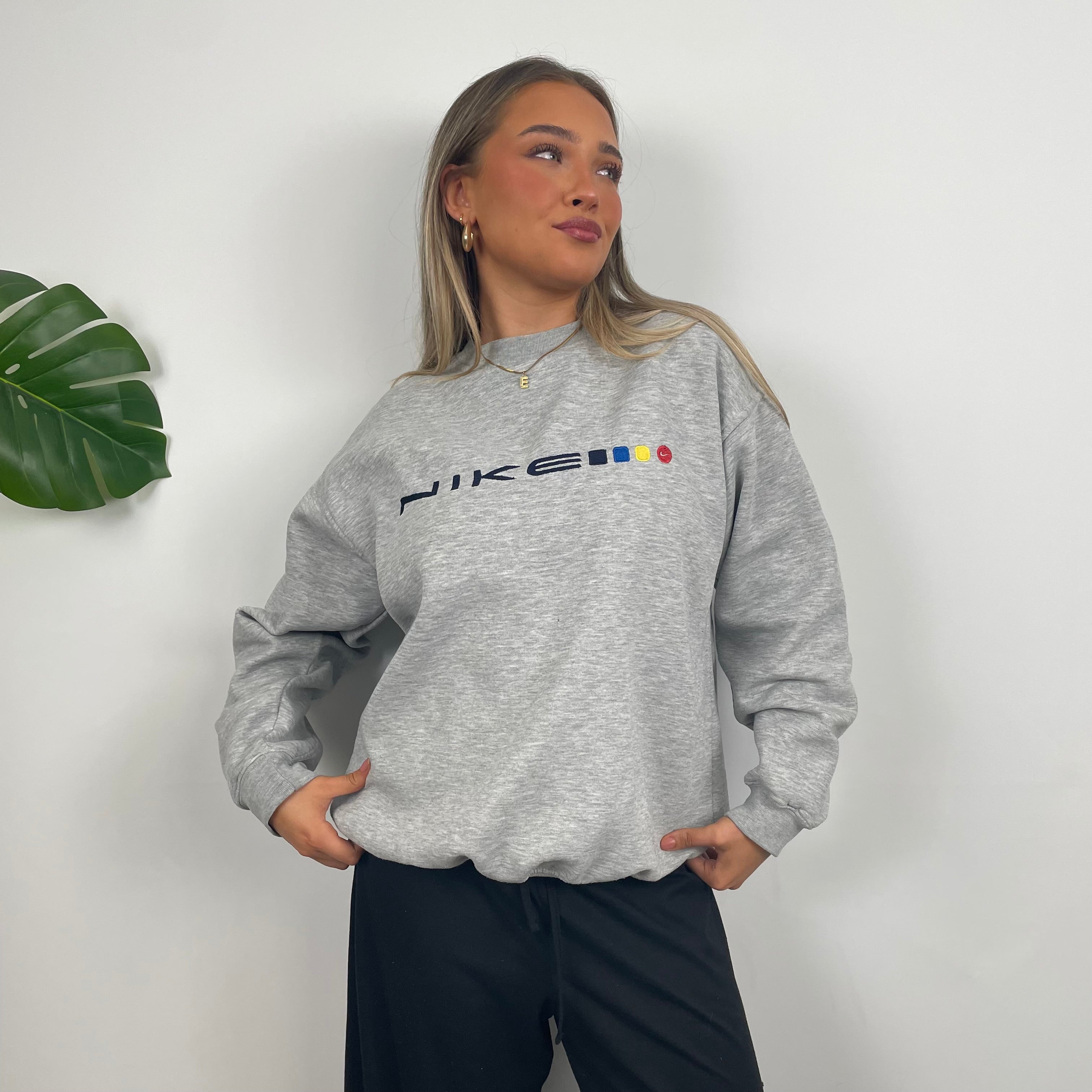 Nike Grey Embroidered Spell Out Sweatshirt (M)