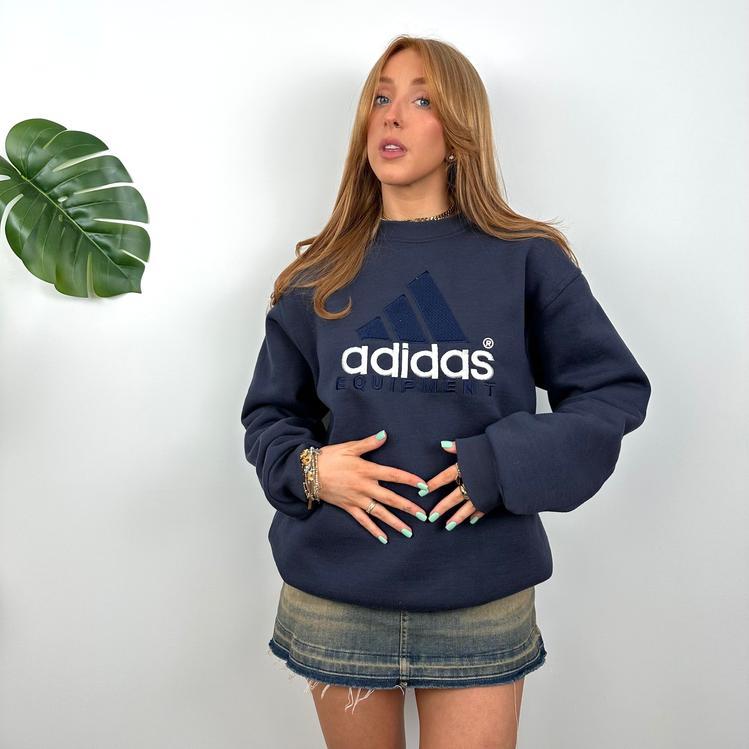 Adidas Equipment RARE Navy Embroidered Spell Out Sweatshirt (L)