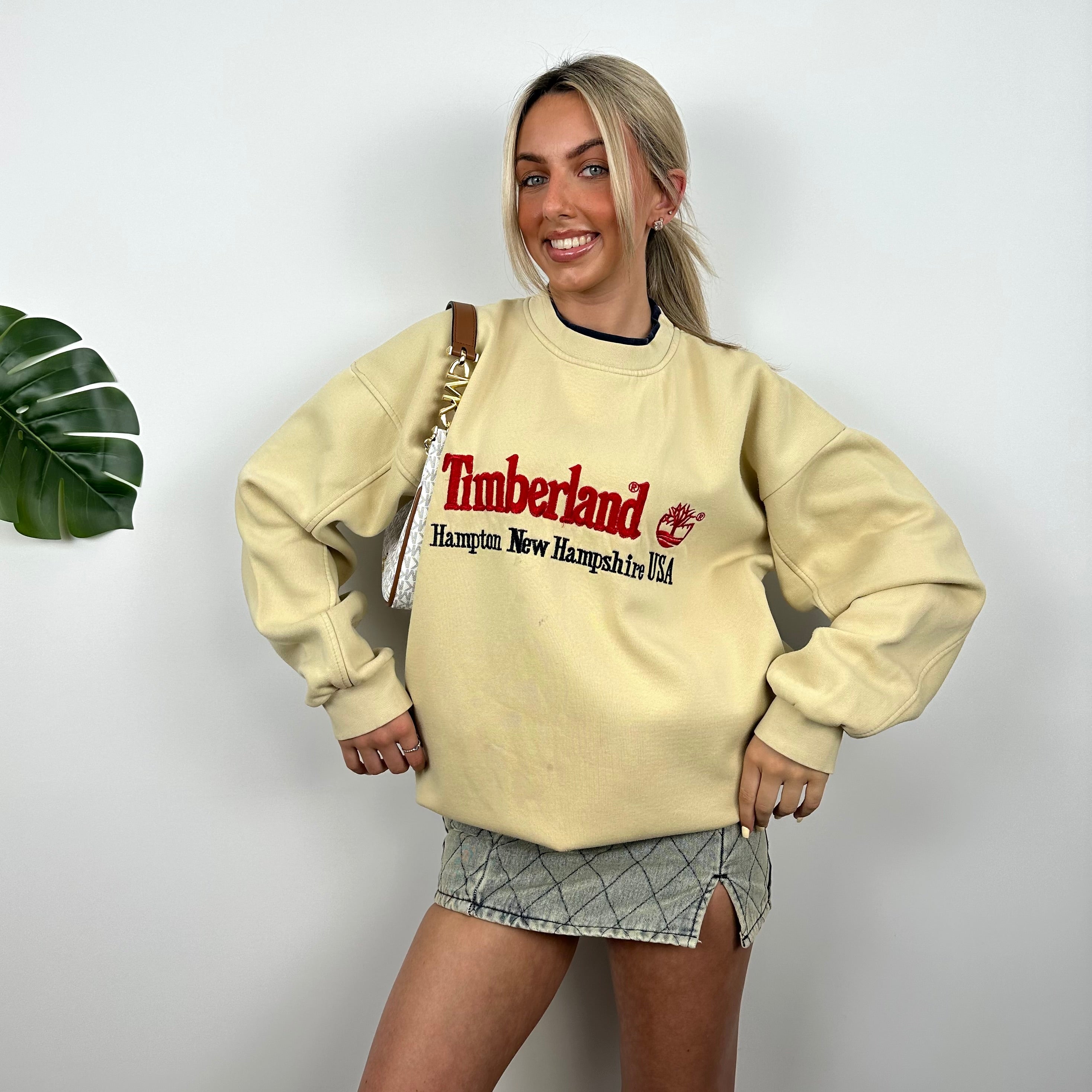 Timberland Yellow Embroidered Spell Out Sweatshirt (L)