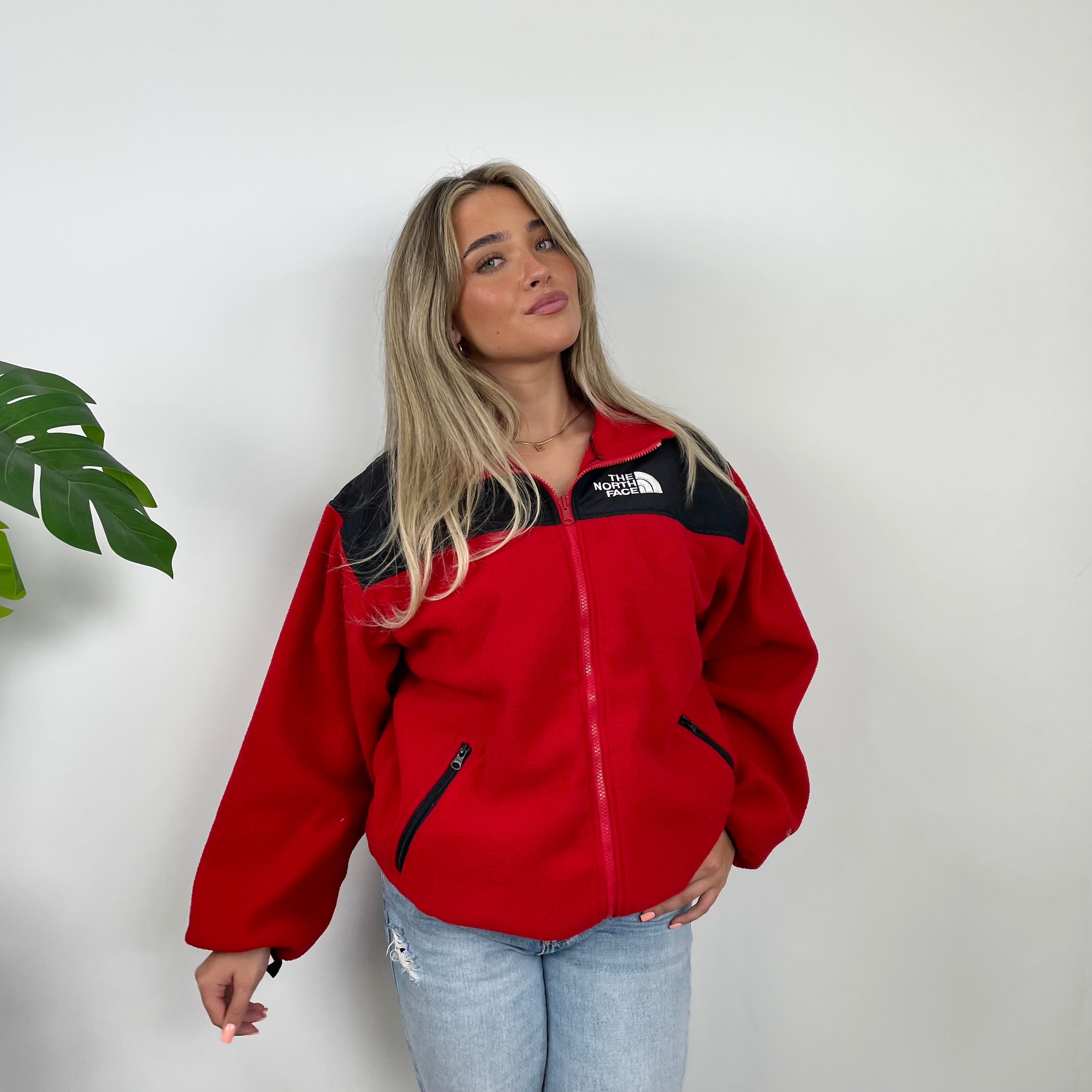 North Face Red Denali Teddy Bear Fleece Zip Up Jacket (S)