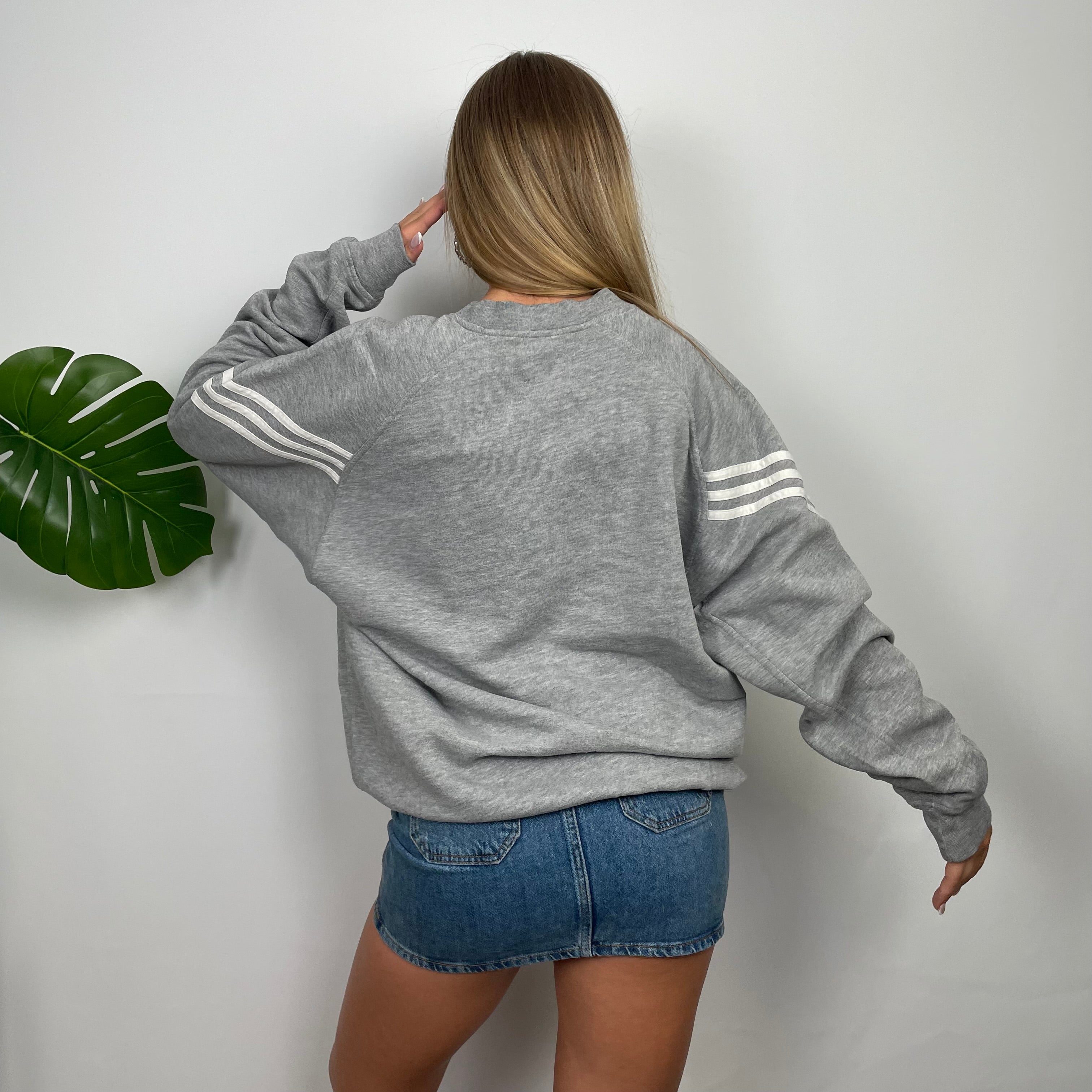 Adidas Grey Embroidered Spell Out Sweatshirt (M)