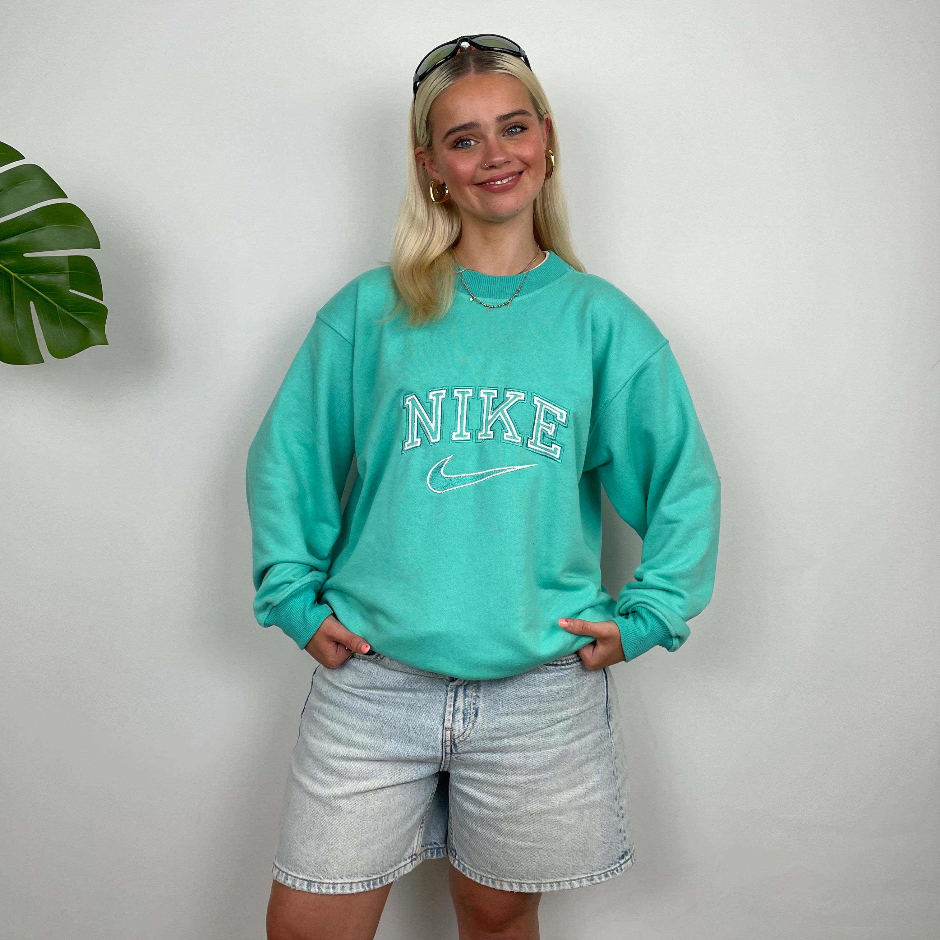 Nike Turquoise Embroidered Spell Out Sweatshirt (M)