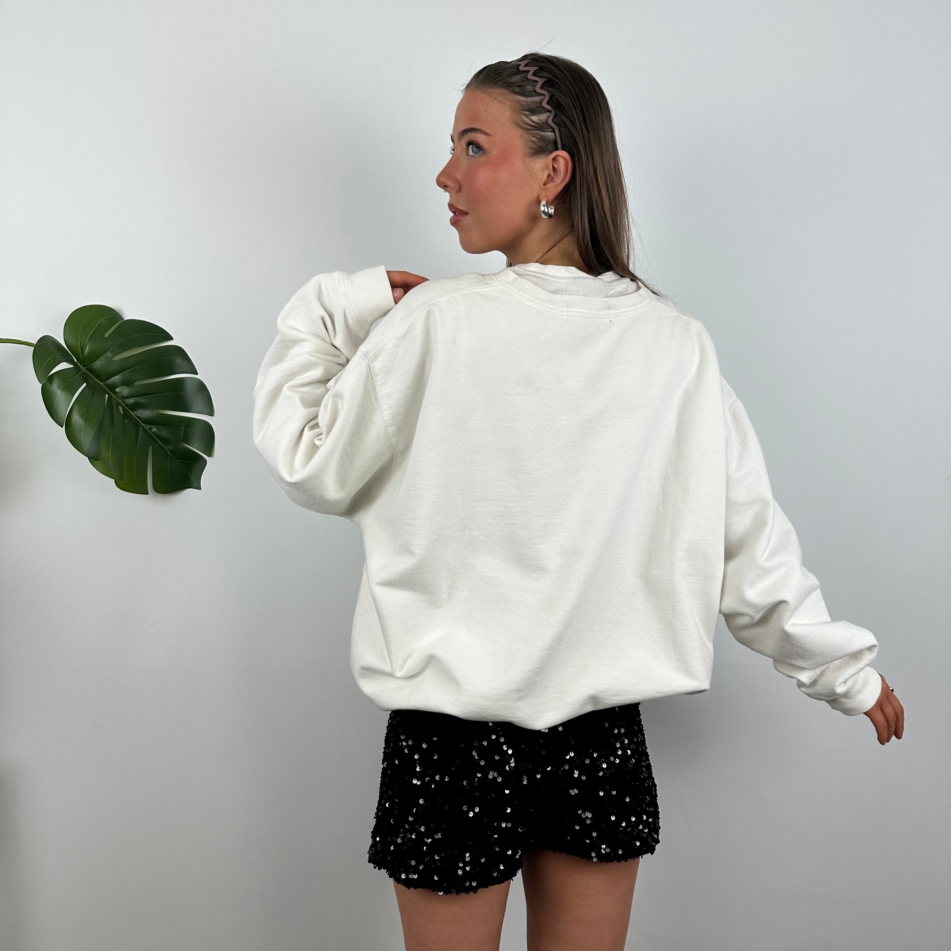 Adidas White Embroidered Spell Out Sweatshirt (L)