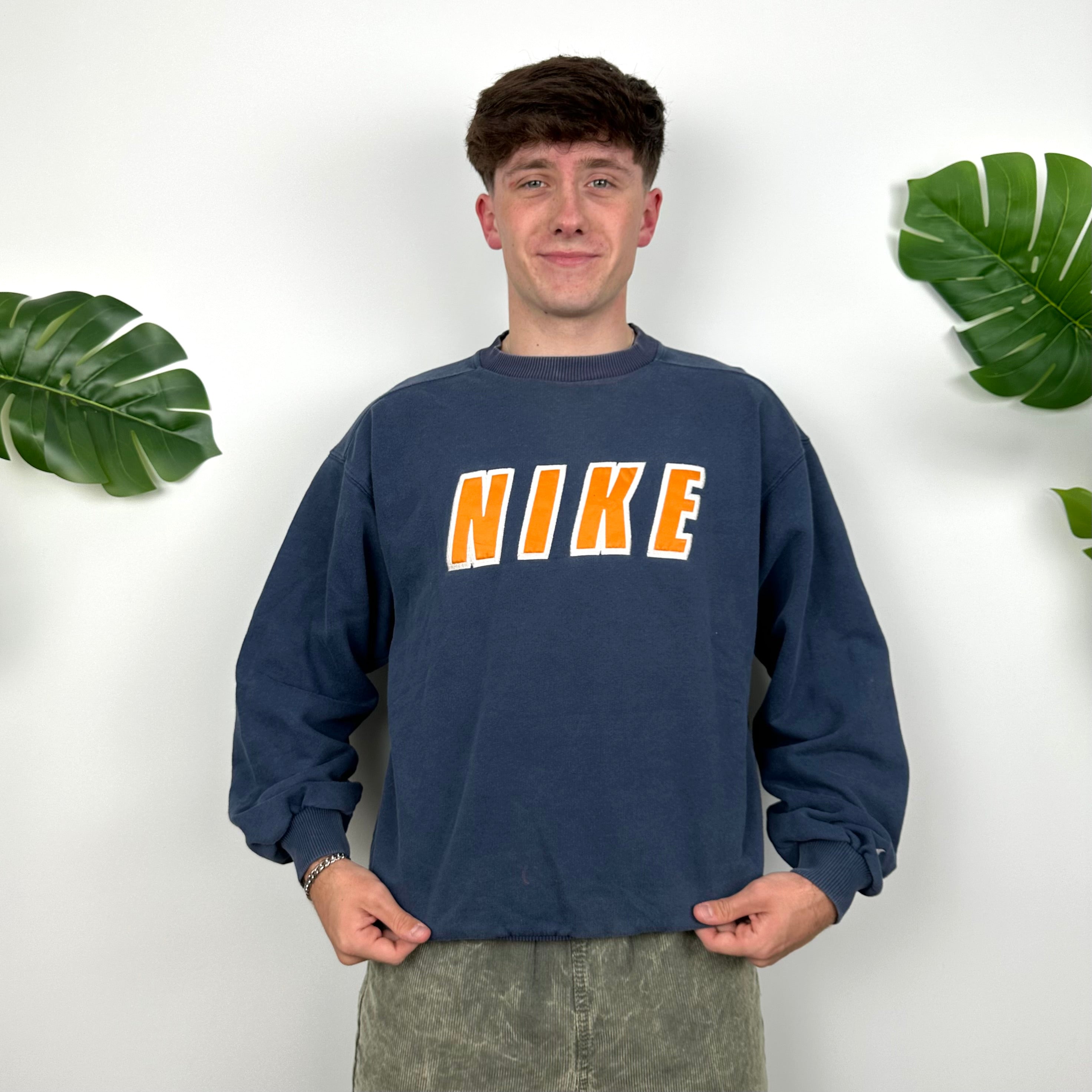 Nike Navy Embroidered Spell Out Sweatshirt (M)