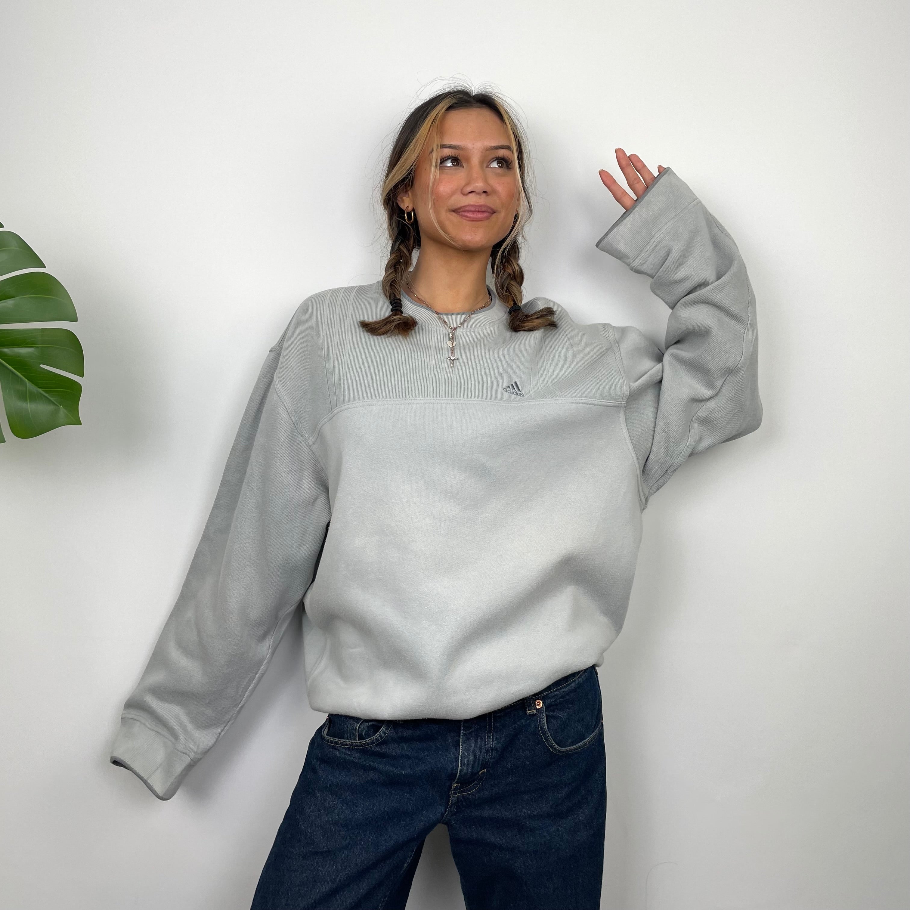 Adidas Mint Green Embroidered Spell Out Sweatshirt (L)