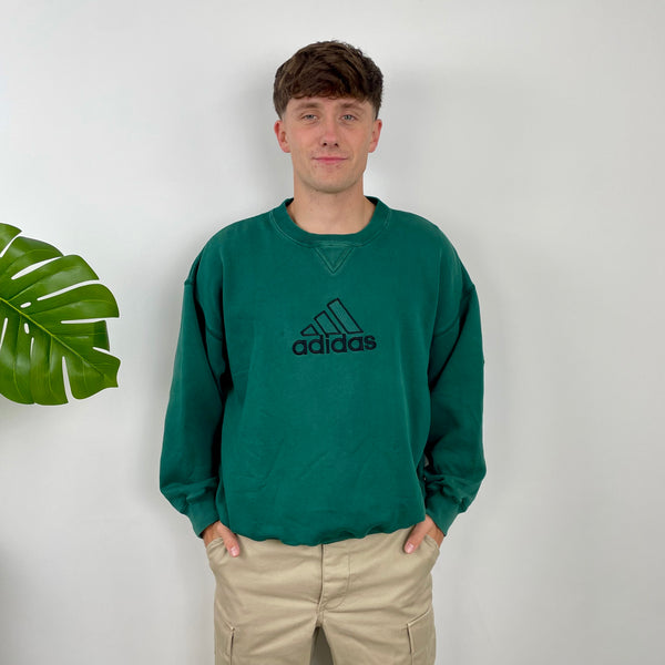 Adidas RARE Green Embroidered Spell Out Sweatshirt (S)