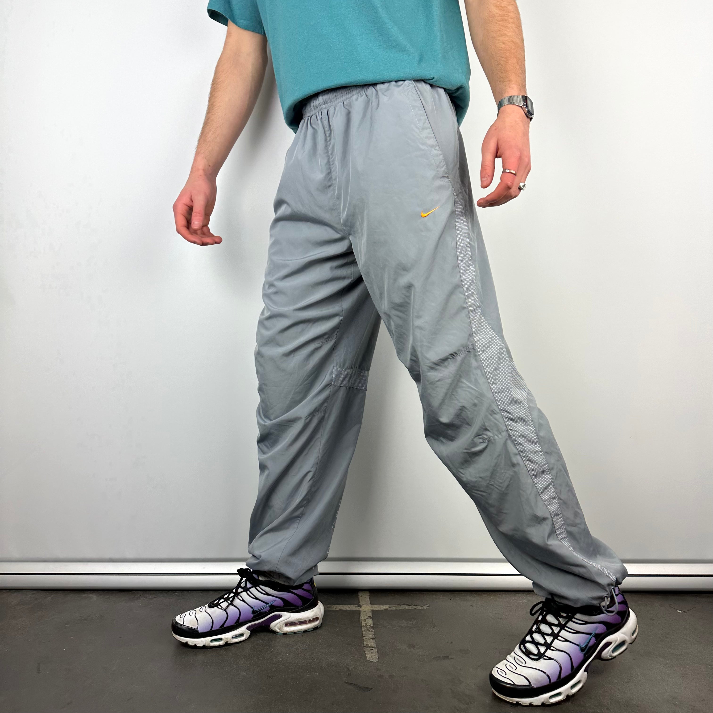 Nike Air Max Grey Embroidered Swoosh Track Pants (L)