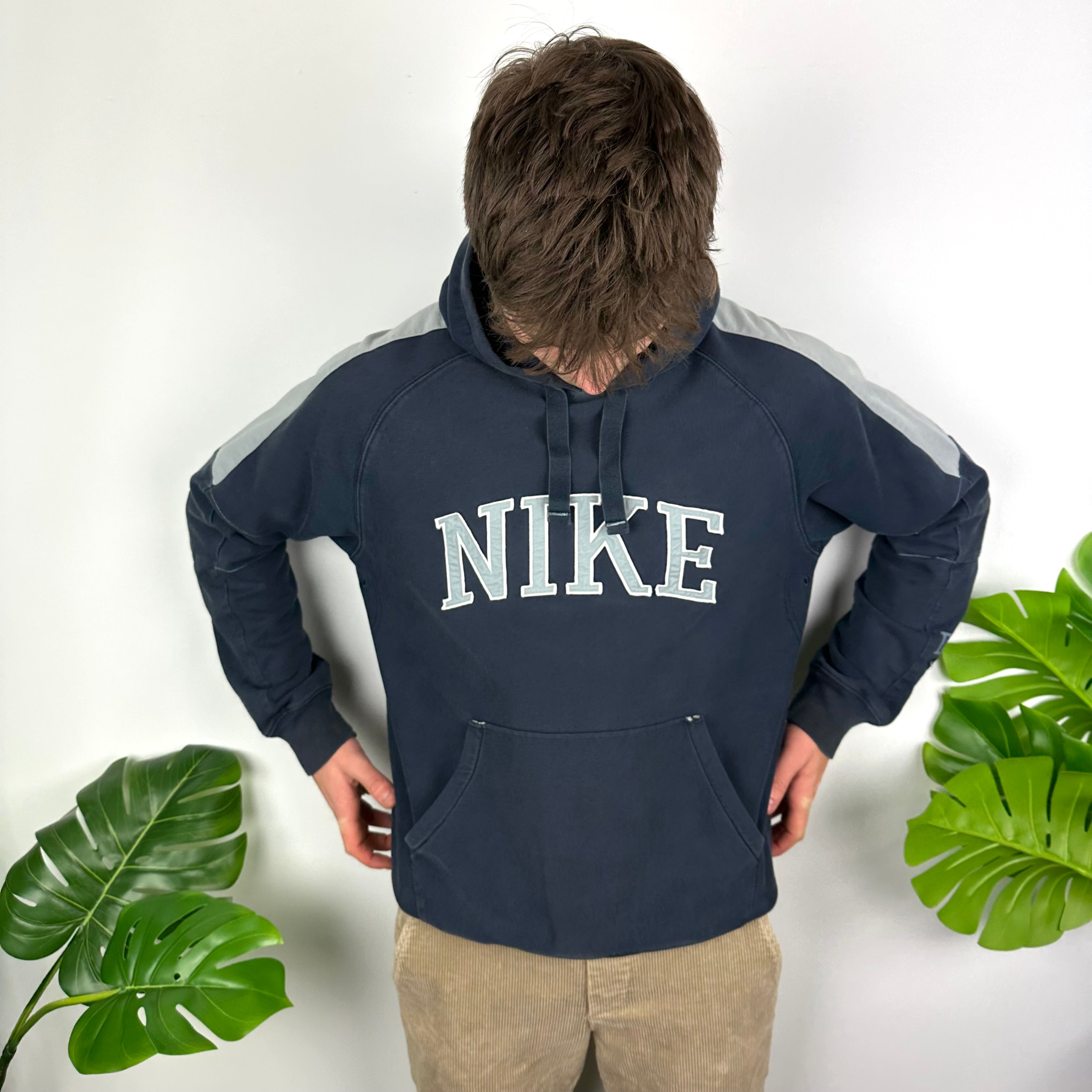 Nike Navy Embroidered Spell Out Hoodie (L)