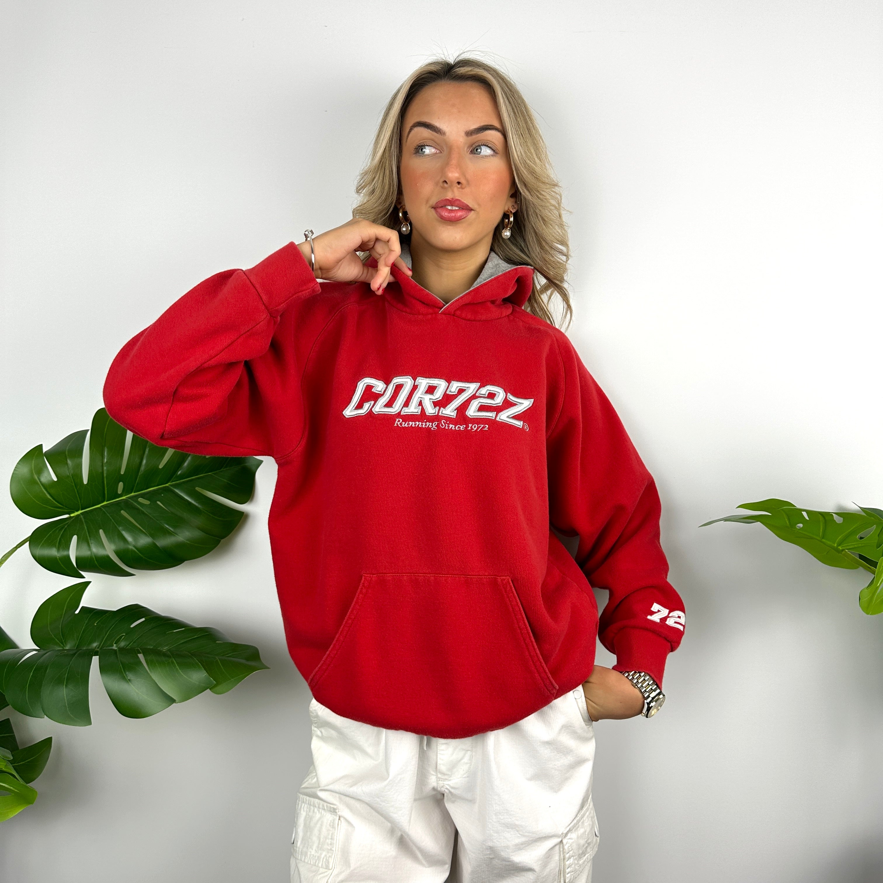 Nike Cortez Red Embroidered Spell Out Hoodie (M)