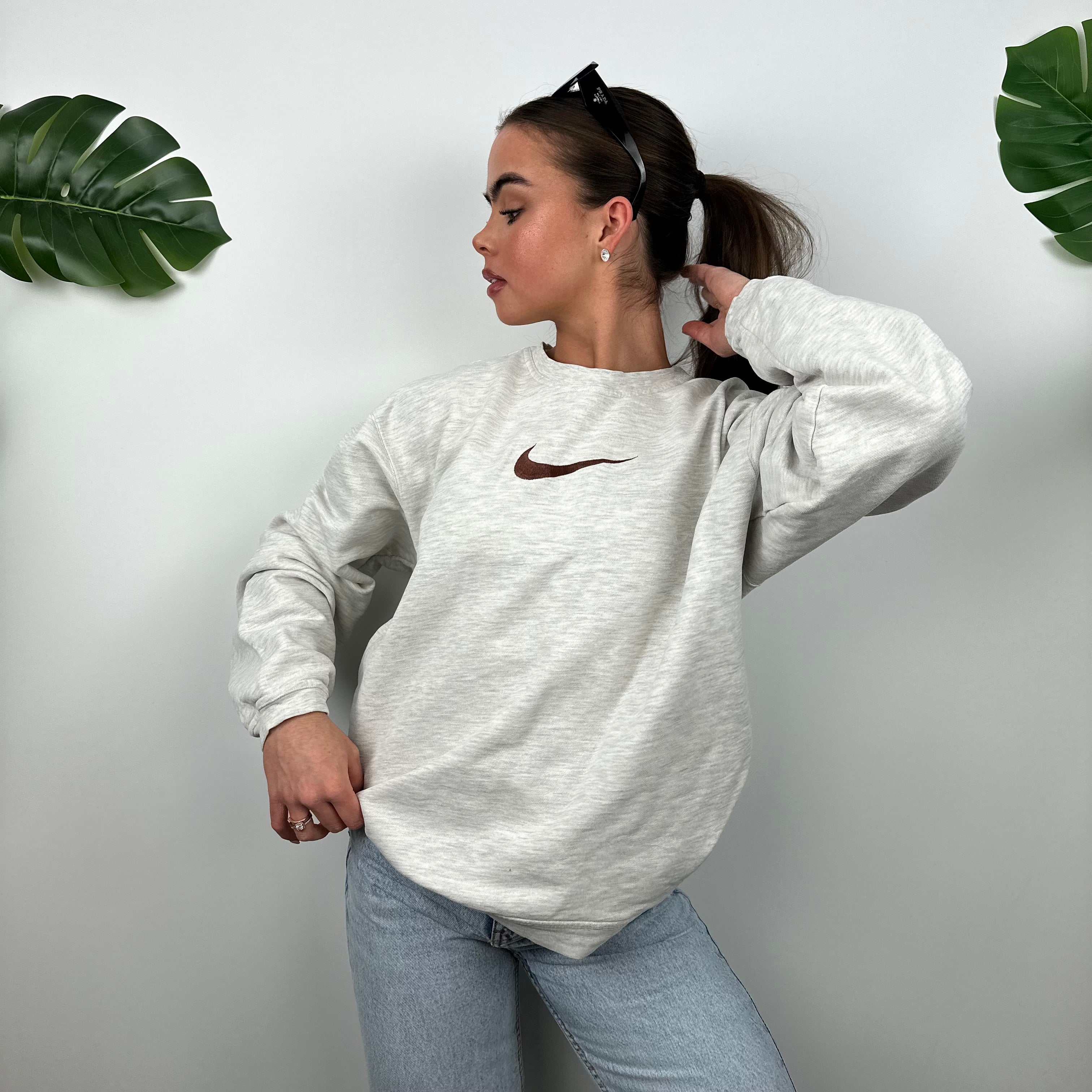 Nike Grey Embroidered Spell Out Sweatshirt (M)