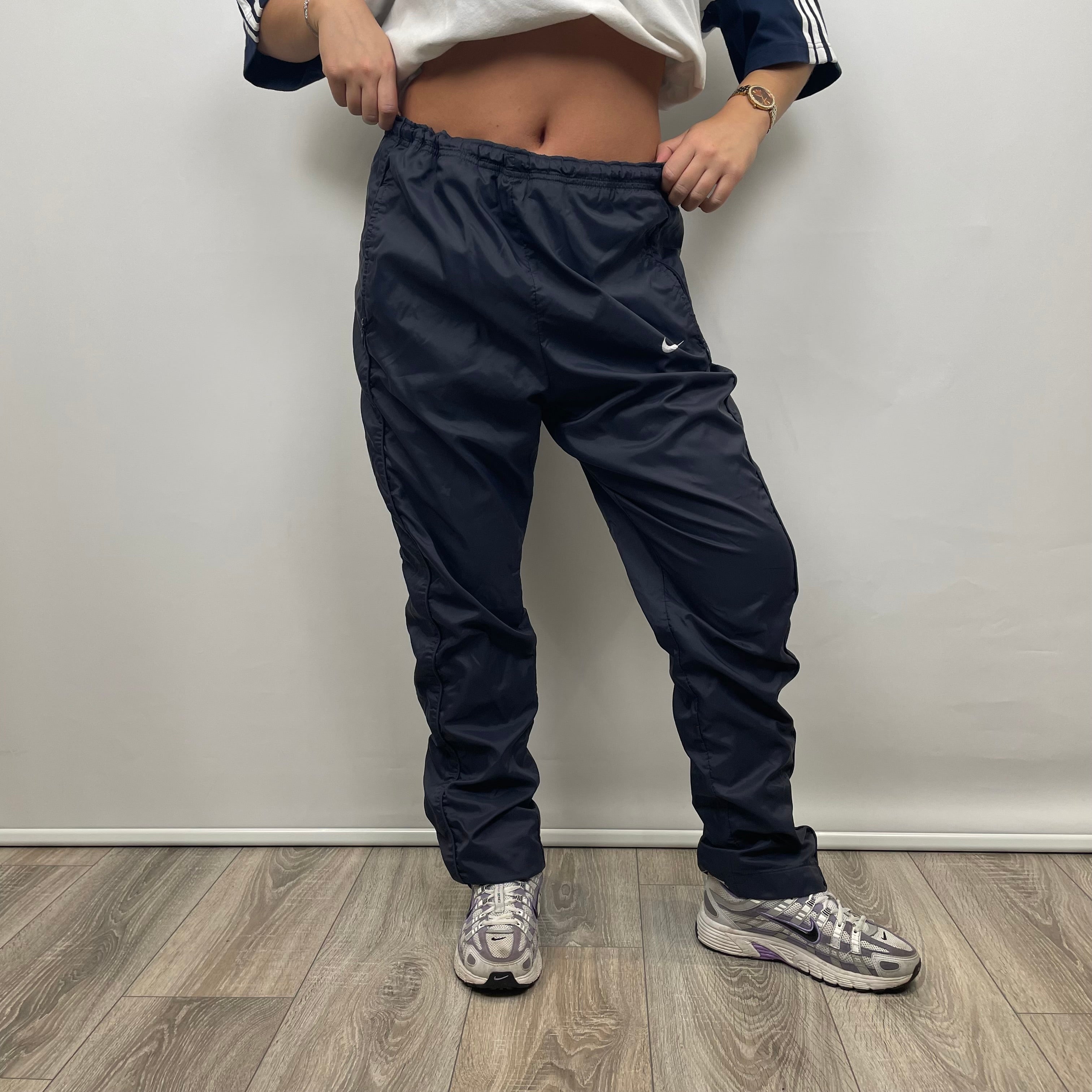 Nike Navy Embroidered Swoosh Track Pants (M)