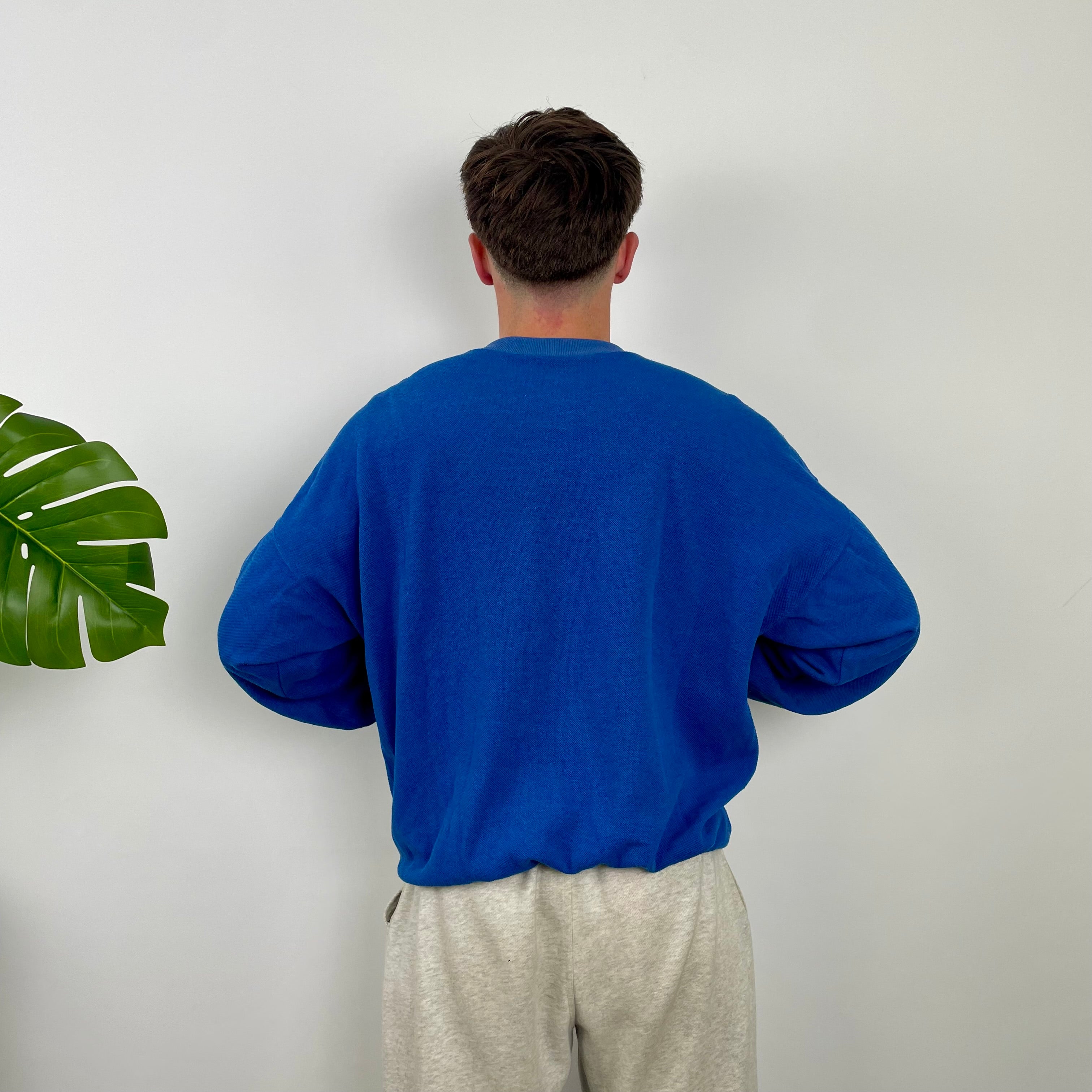Adidas Blue Embroidered Spell Out Sweatshirt (M)