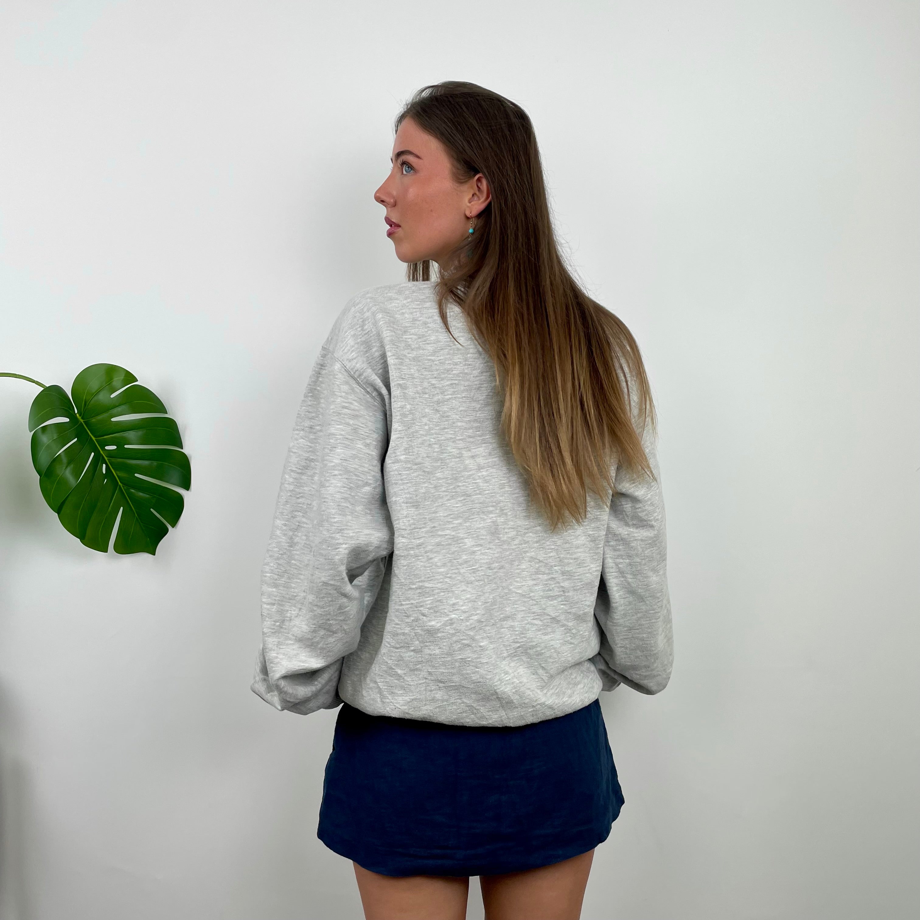 Nike Grey Embroidered Swoosh Sweatshirt (M)