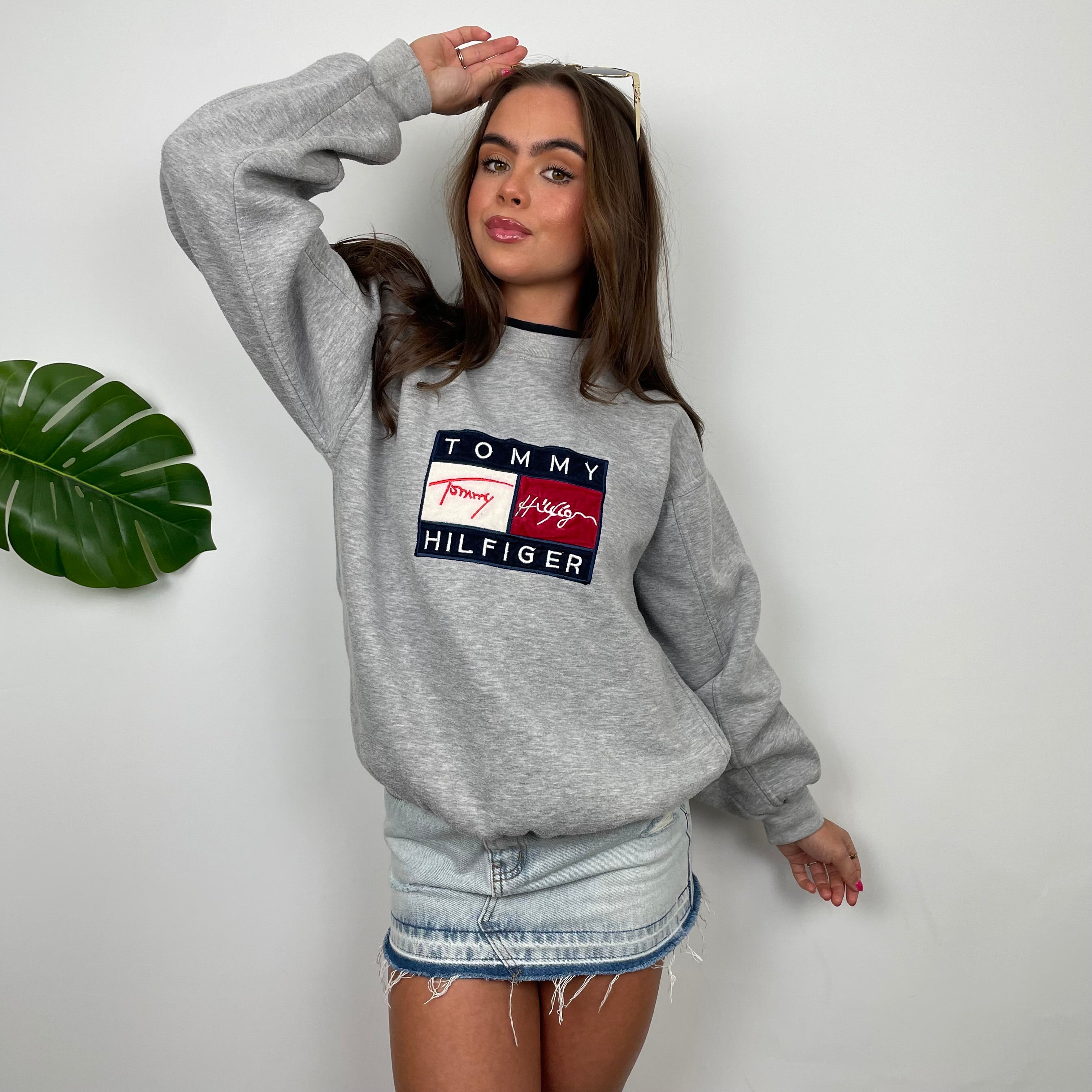 Tommy Hilfiger Grey Embroidered Spell Out Sweatshirt (M)