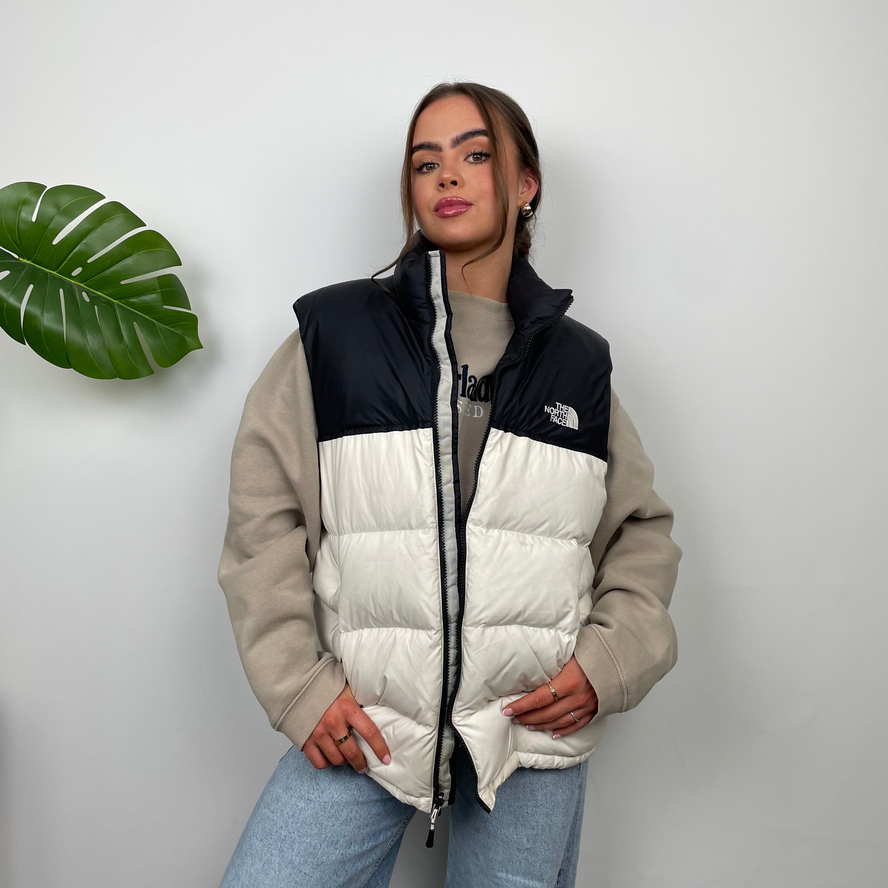 The North Face RARE White Nuptse 700 Puffer Gilet (L)