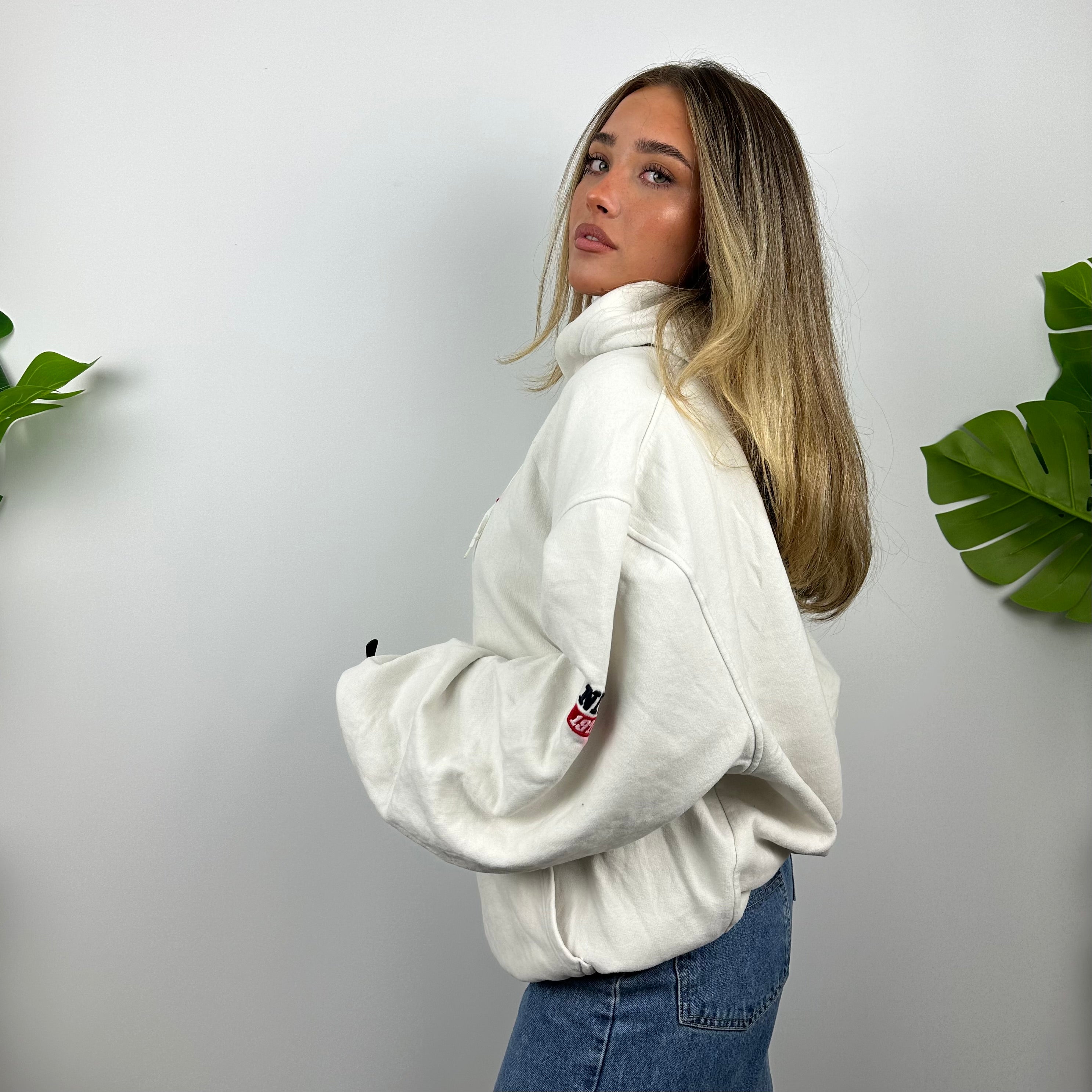 Nike RARE White Embroidered Swoosh Hoodie (L)