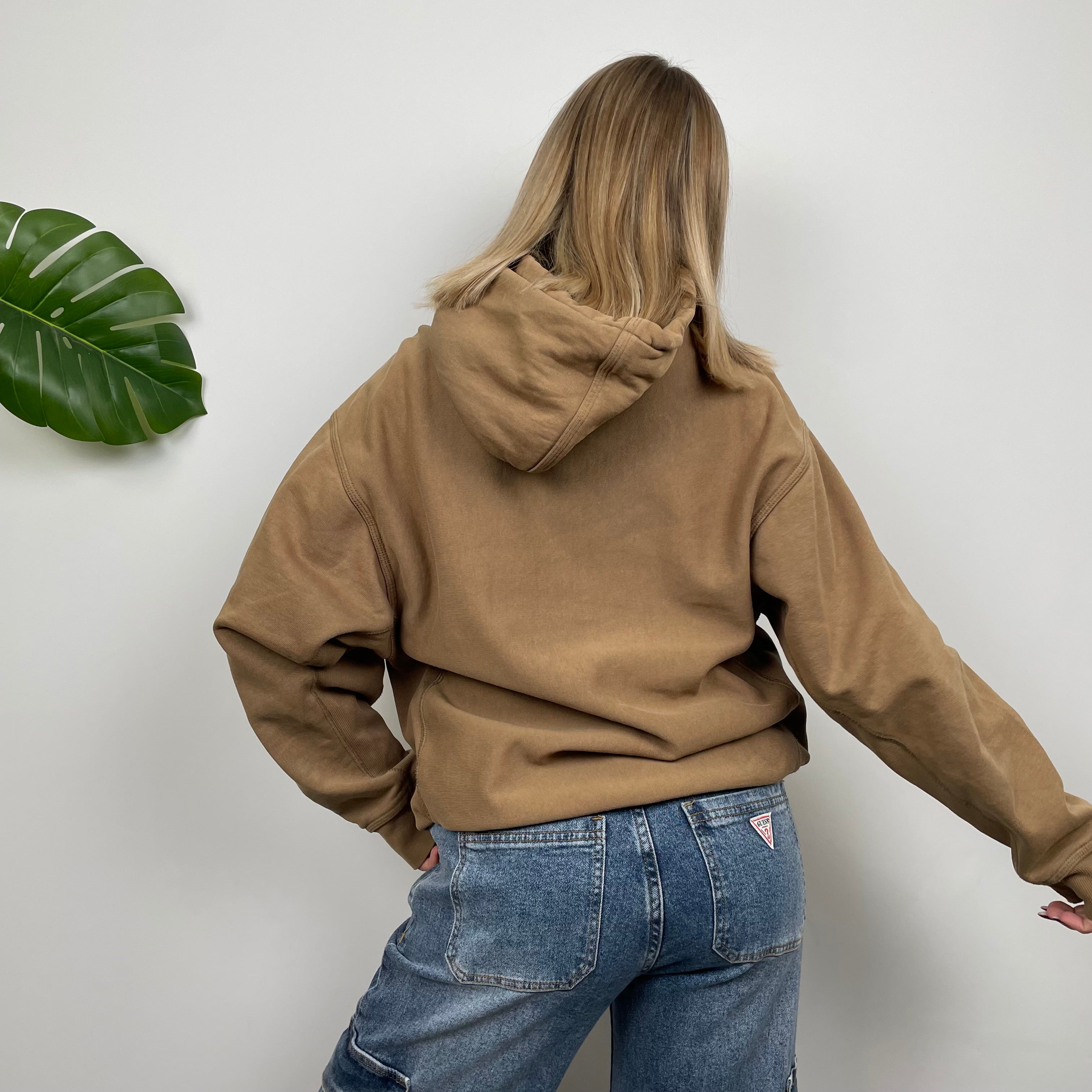 Carhartt RARE Tan Brown Embroidered Spell Out Hoodie (M)