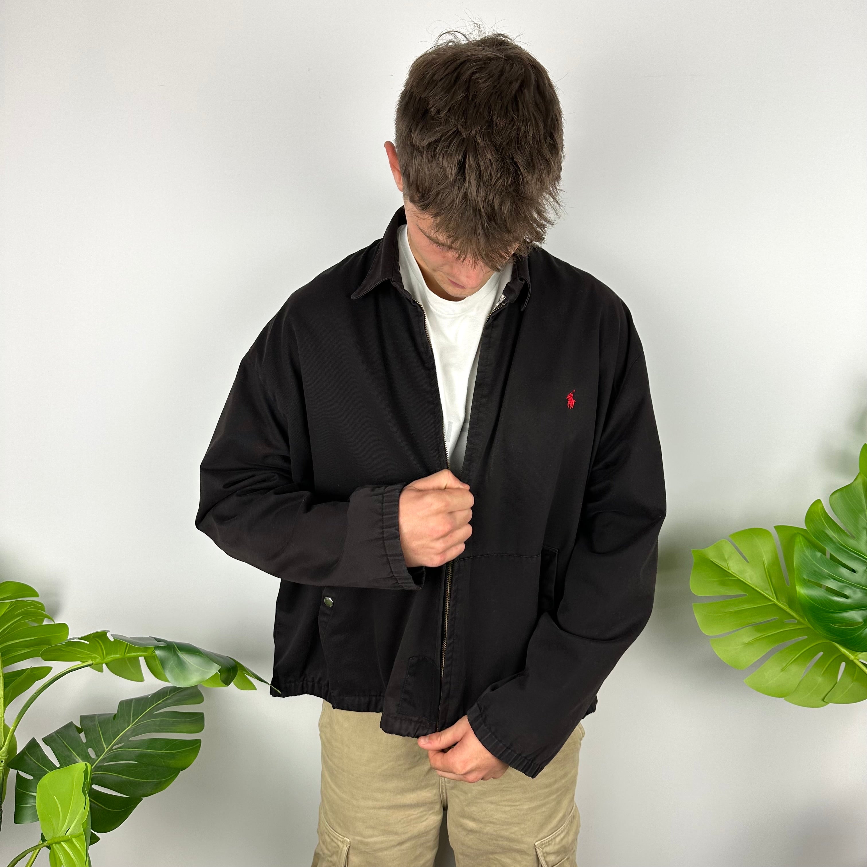 Polo Ralph Lauren Black Embroidered Logo Harrington Jacket (L)