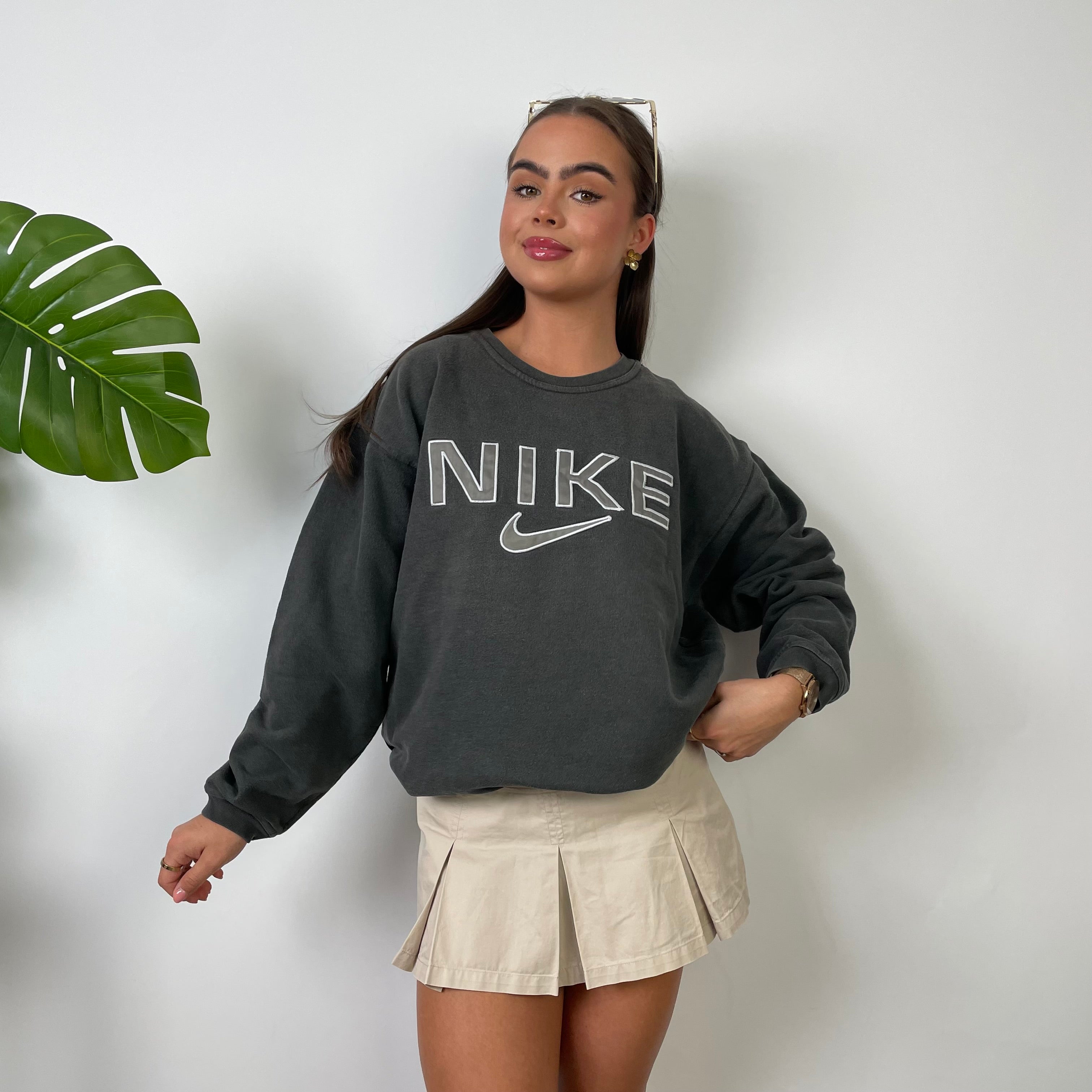 Nike Grey Embroidered Spell Out Sweatshirt (S)