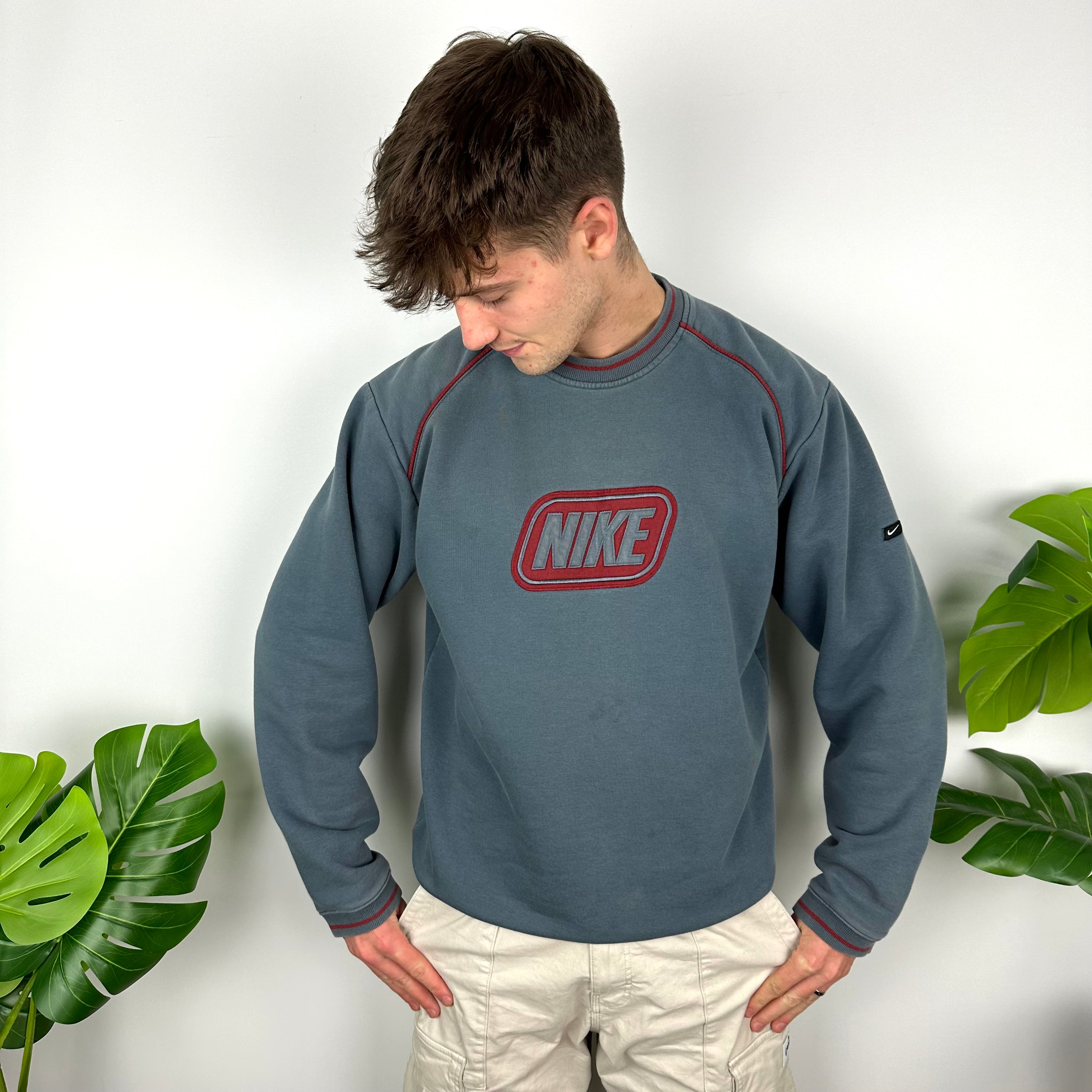 Nike Blue Embroidered Spell Out Sweatshirt (L)