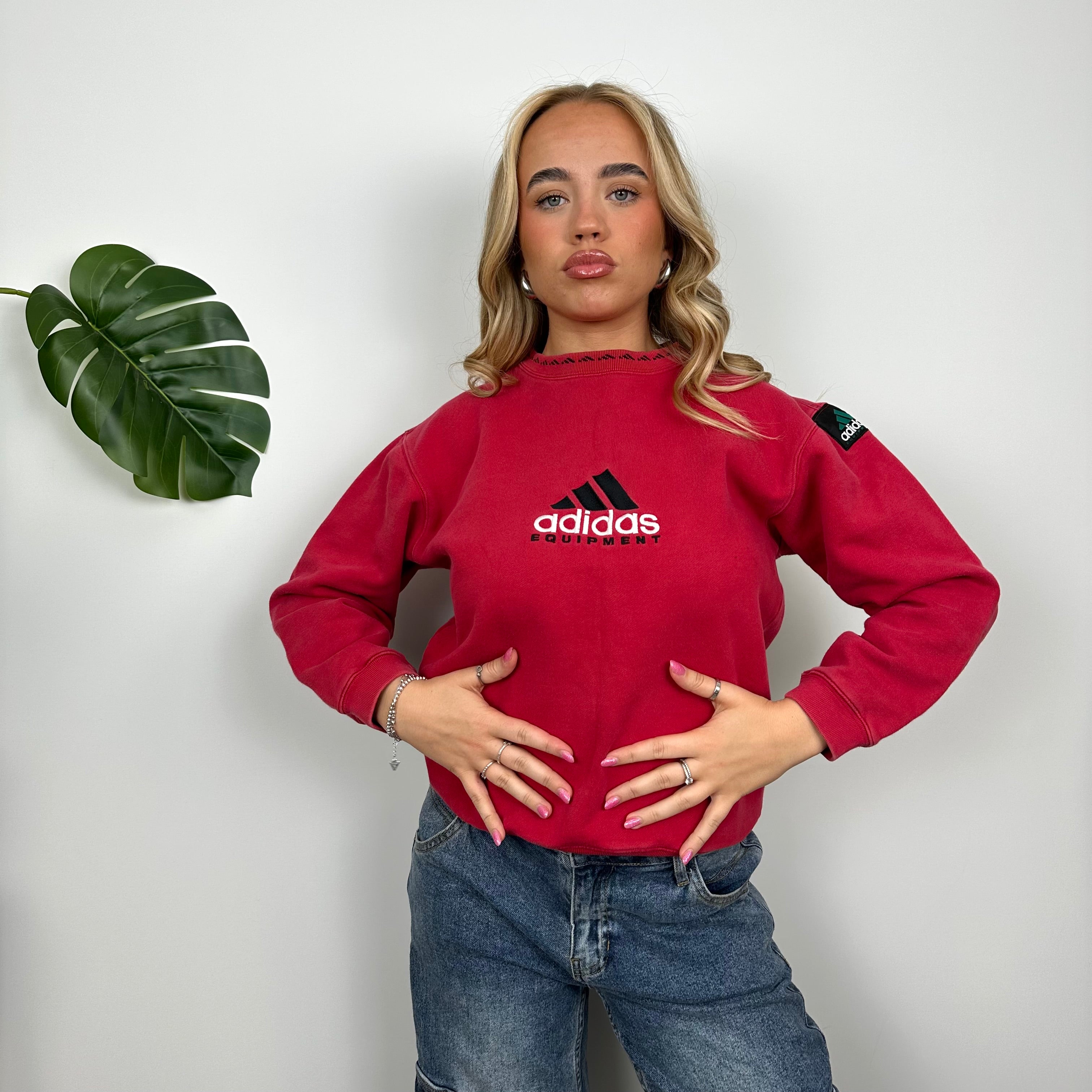 Adidas Equipment Red Embroidered Spell Out Sweatshirt (S)