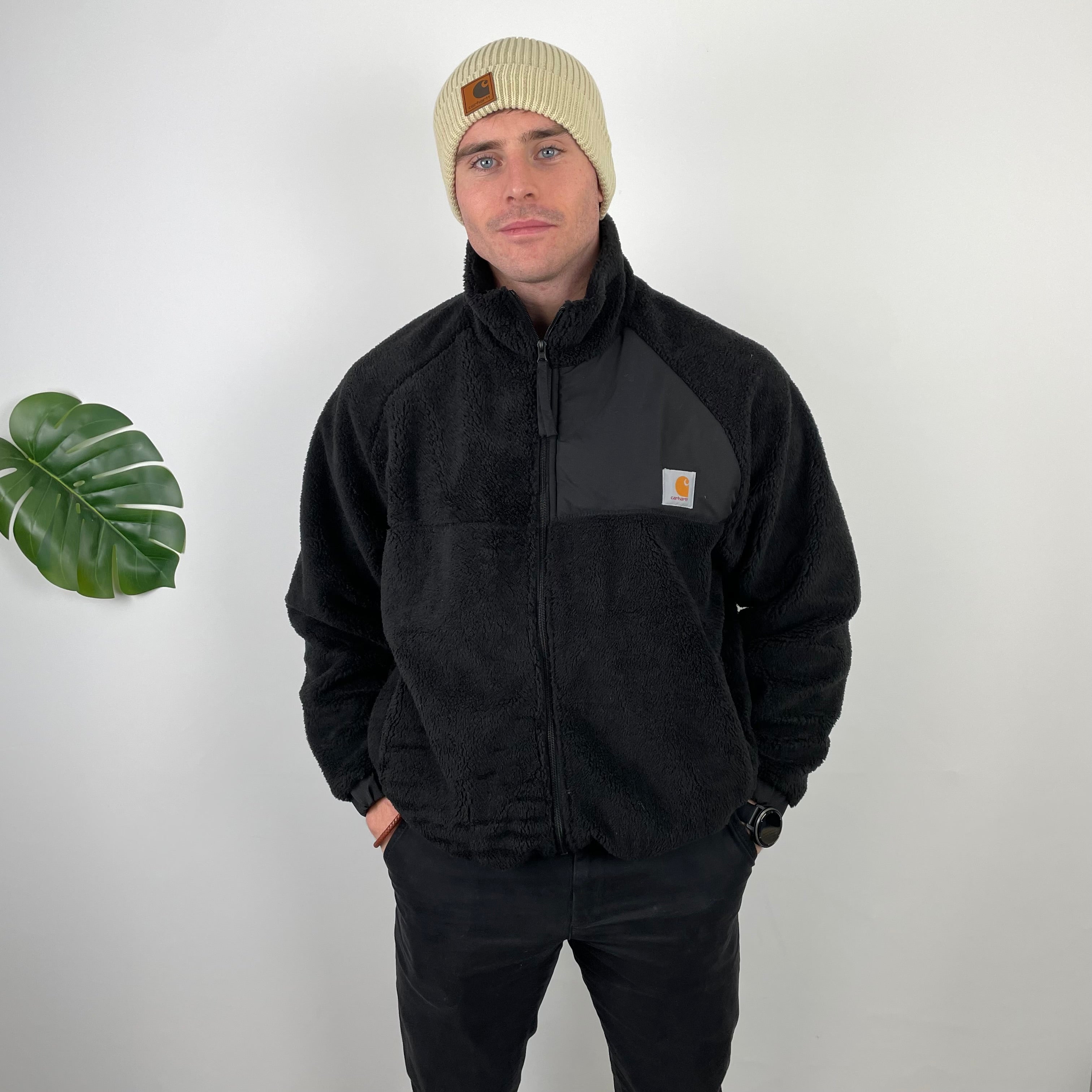 Carhartt Black Teddy Bear Sherpa Fleece Zip Up Jacket (L)