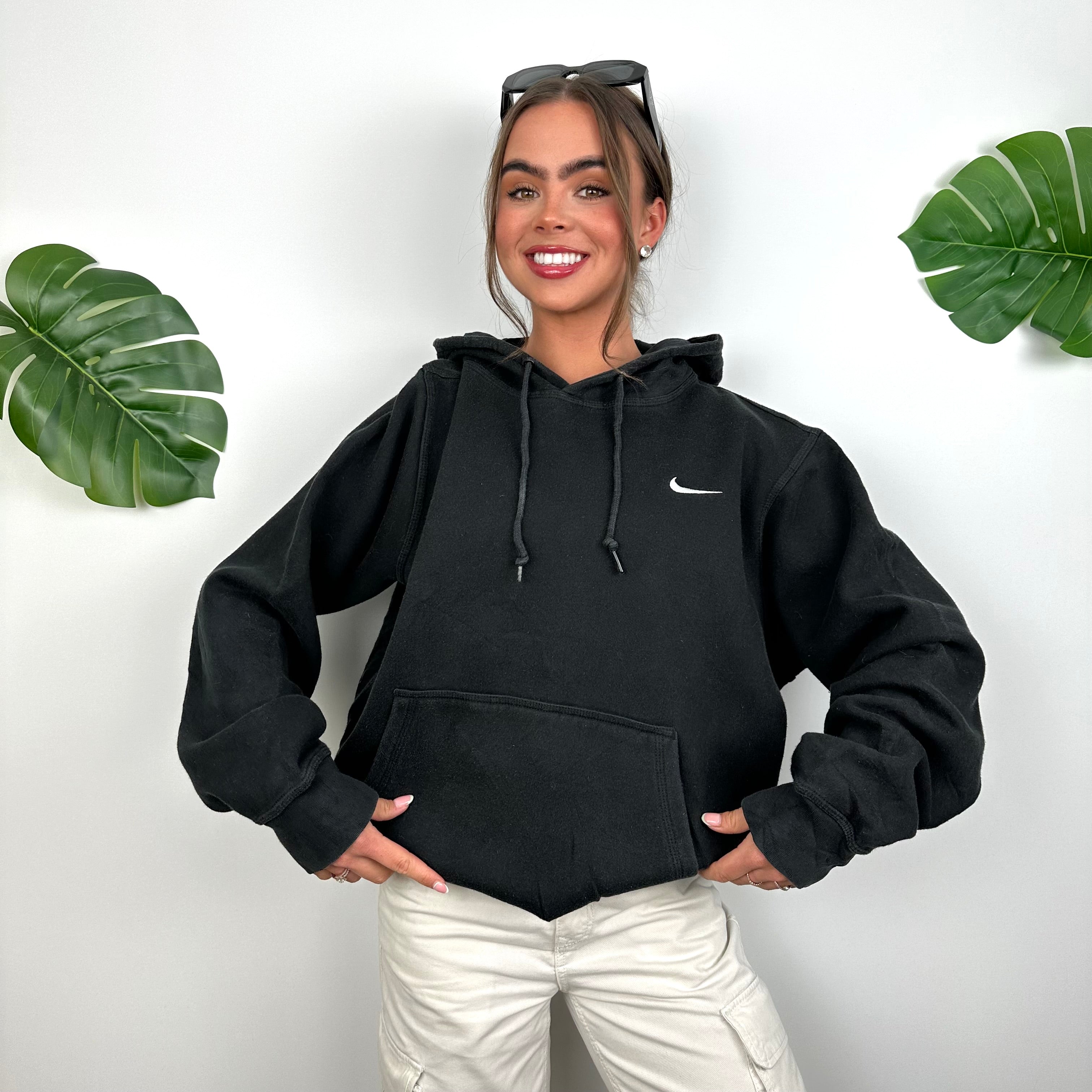 Nike Black Embroidered Swoosh Hoodie (L)