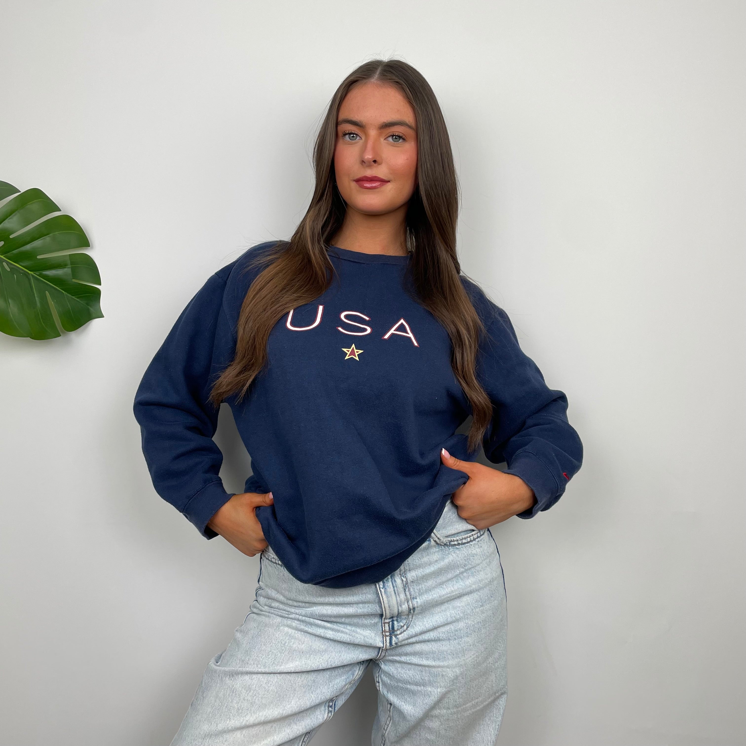 Nike X USA Navy Embroidered Spell Out Sweatshirt (S)