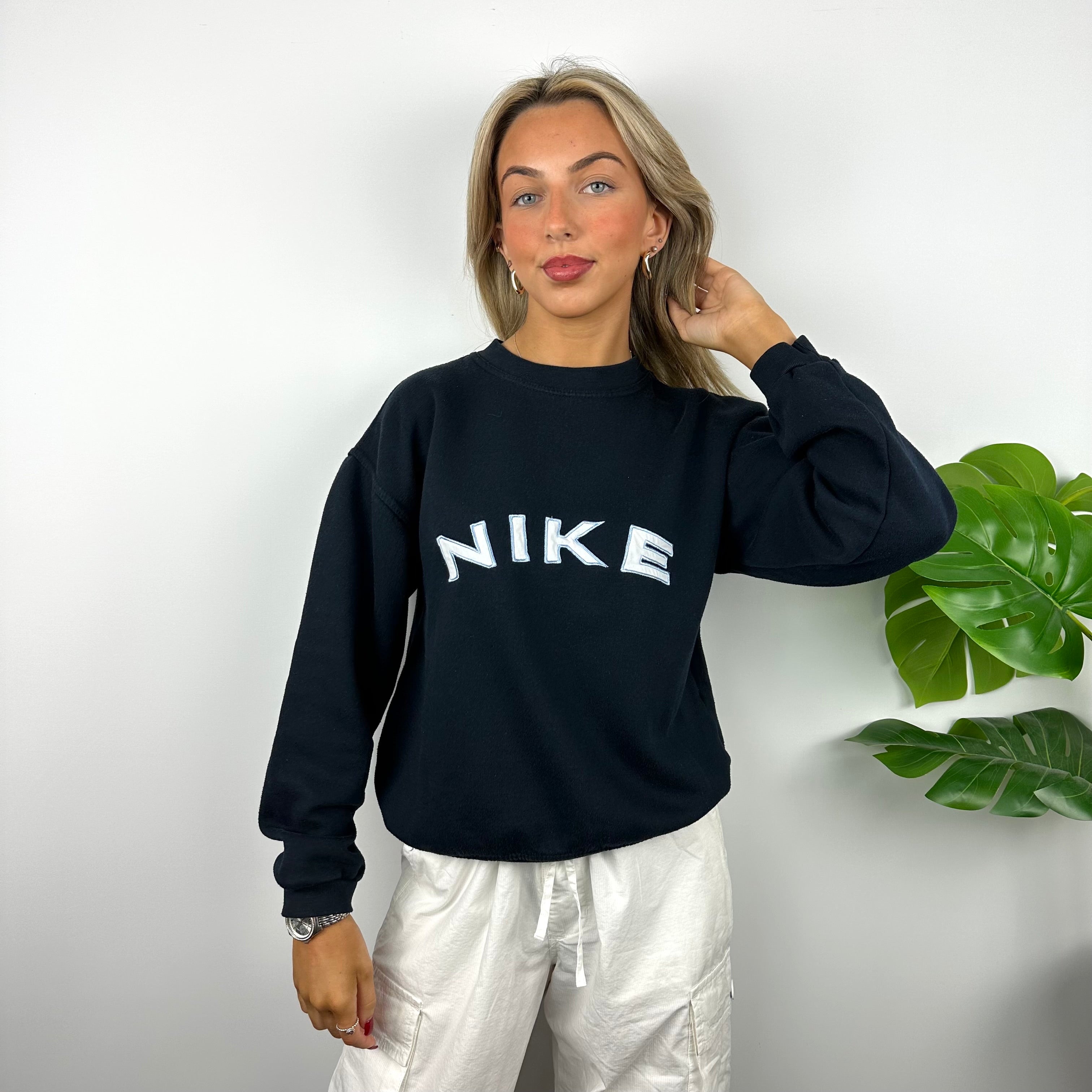 Nike Navy Embroidered Spell Out Sweatshirt (S)